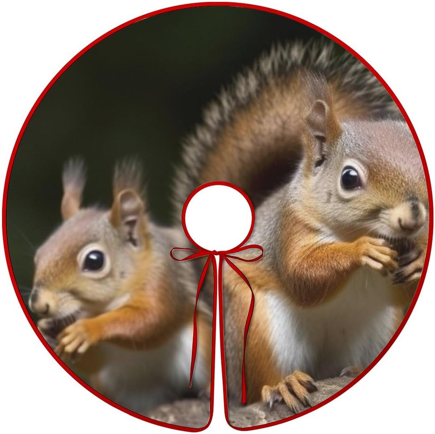 Christmas Tree Skirt 36 Inch Squirrel Animal Xmas Tree Skirt Ornament Christmas Tree Collar for Merry Christmas Party Winter Holiday Christmas Tree Mat Decoration