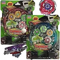 Kit Pião Metal com LED, 4 Peças, Lançador, Arena Tornado, Brinquedo com Luz