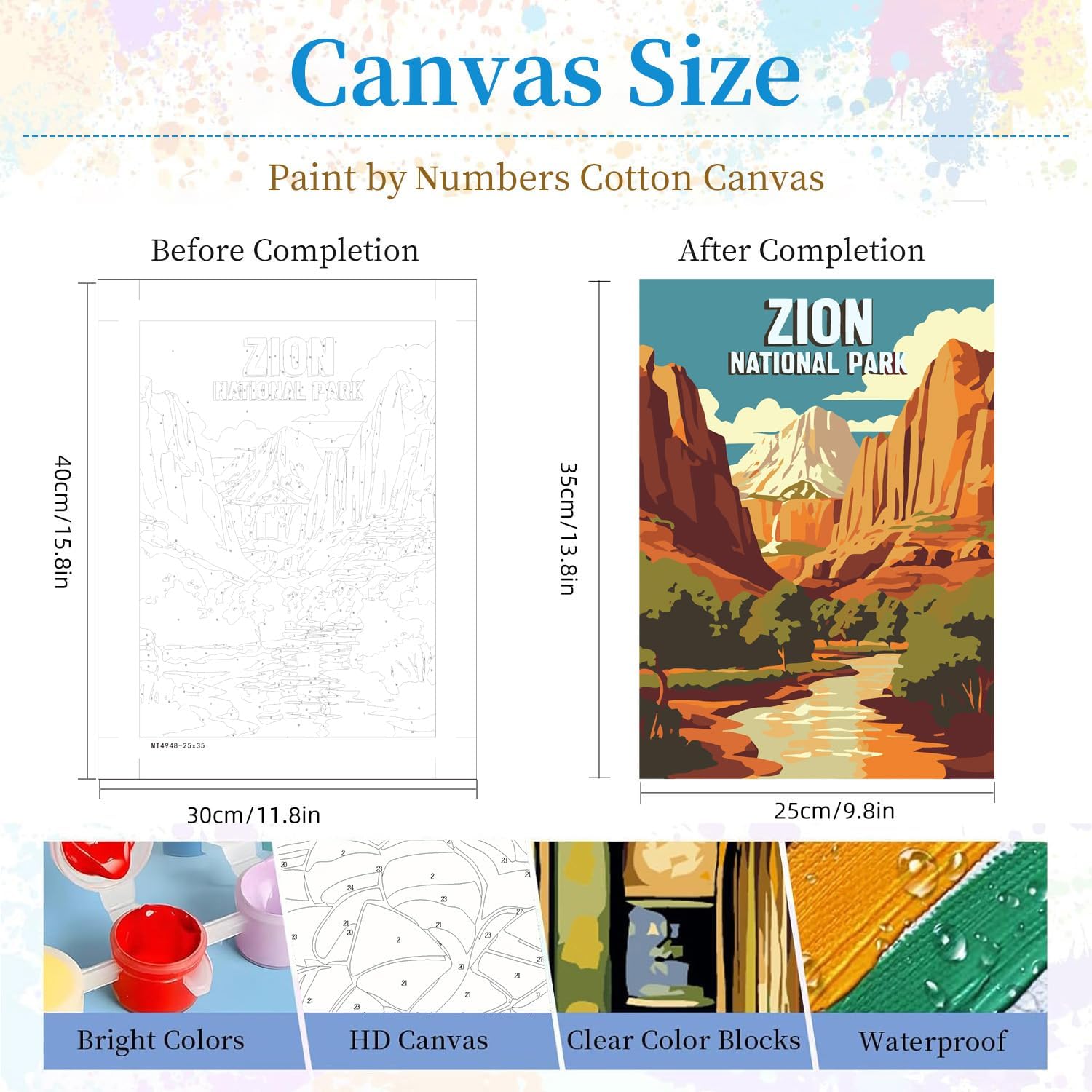 DIYGEMDOT 6 Pack DIY Paint by Numbers Kit for Adults & Beginners, National Park Scenery Easy Paint by Number Kits, 9.8 X 13.8 inches for Home Decor