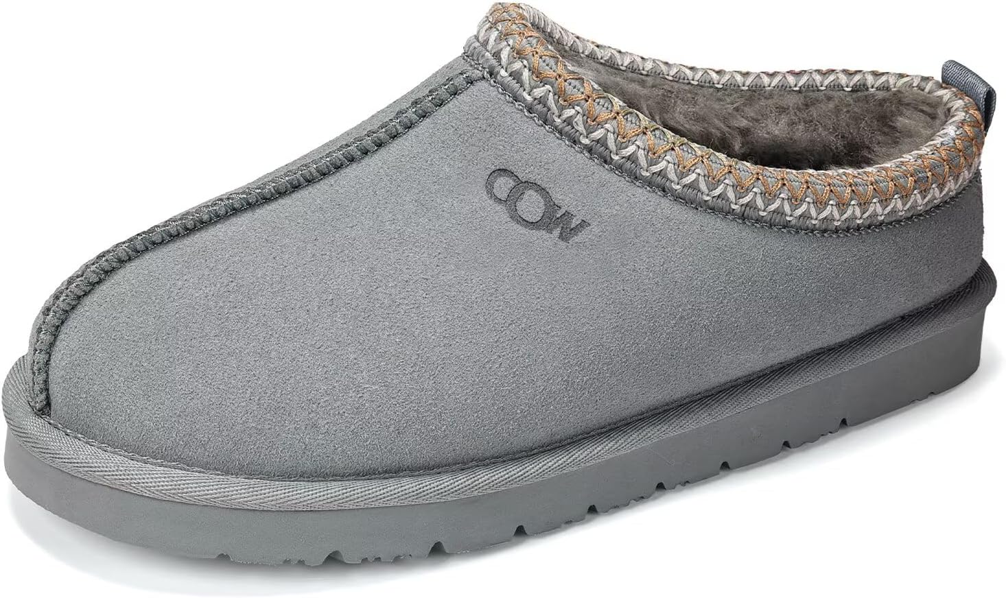 OOW Genuine Suede Slippers for Women with Memory Foam Fuzzy House Shoes for Indoor Outdoor