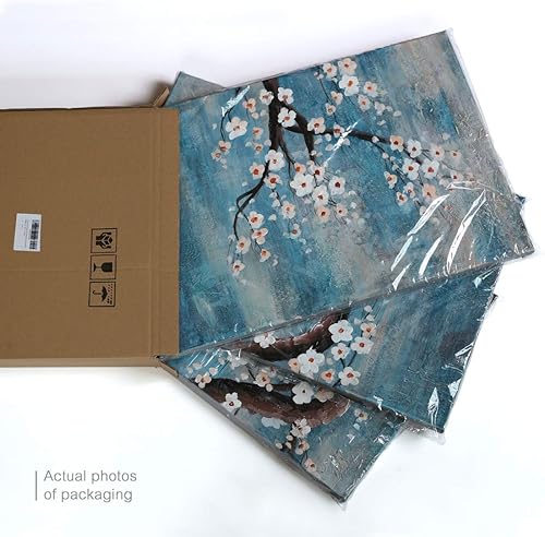 Vista 22 de AMATOP Arte para pared, flor enmarcada pintada a mano, pintura al óleo sobre lienzo, galería, obra de arte floral moderna, envuelta