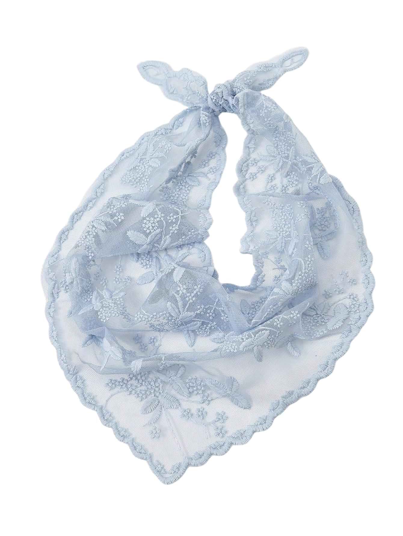 SweatyRocks Women's Floral Embroidery Lace Triangle Hair Scarf Headband Sheer Crochet Bandana, Neck Scarf, Decoration On Hat Or Handbag, Travel, Beach, Date