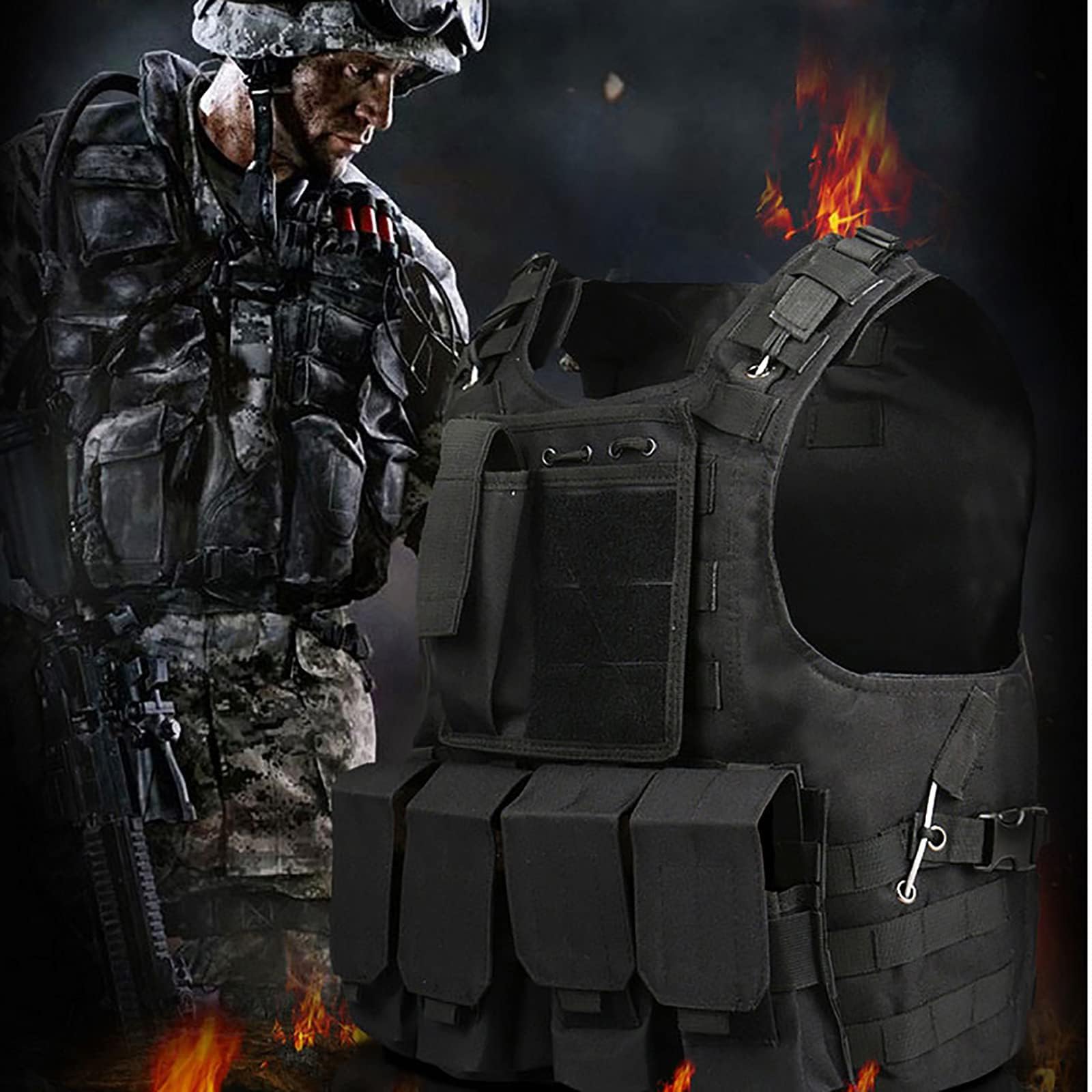 Chaleco Multifuncional Respirable Desmontaje Rápido Equipo de Entrenamiento Chaleco Protector
