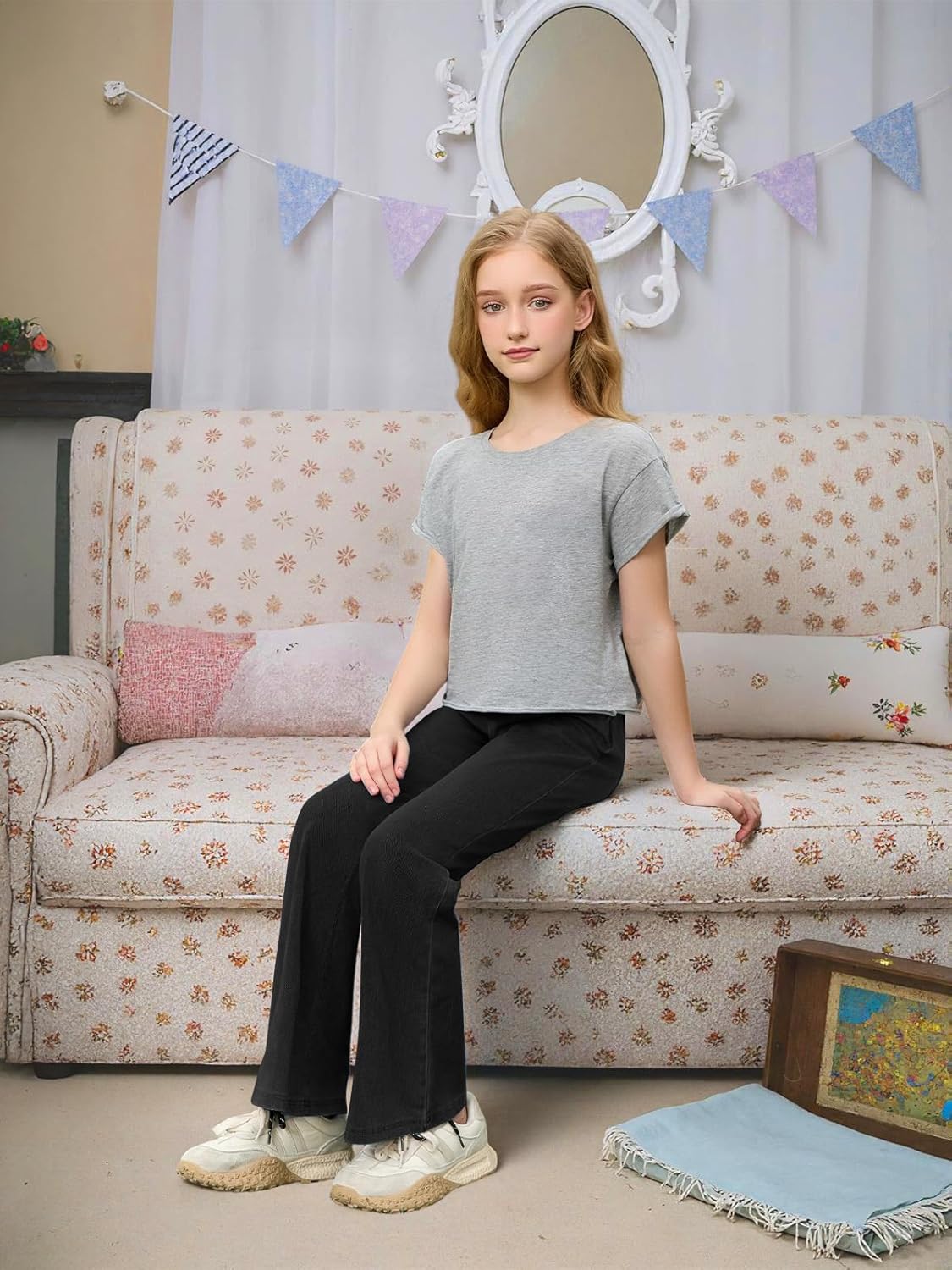 Flare Jeans for Teen Girls Bell Bottom Kids Jean Pants with Pockets Toddler Jeggings - Image 6