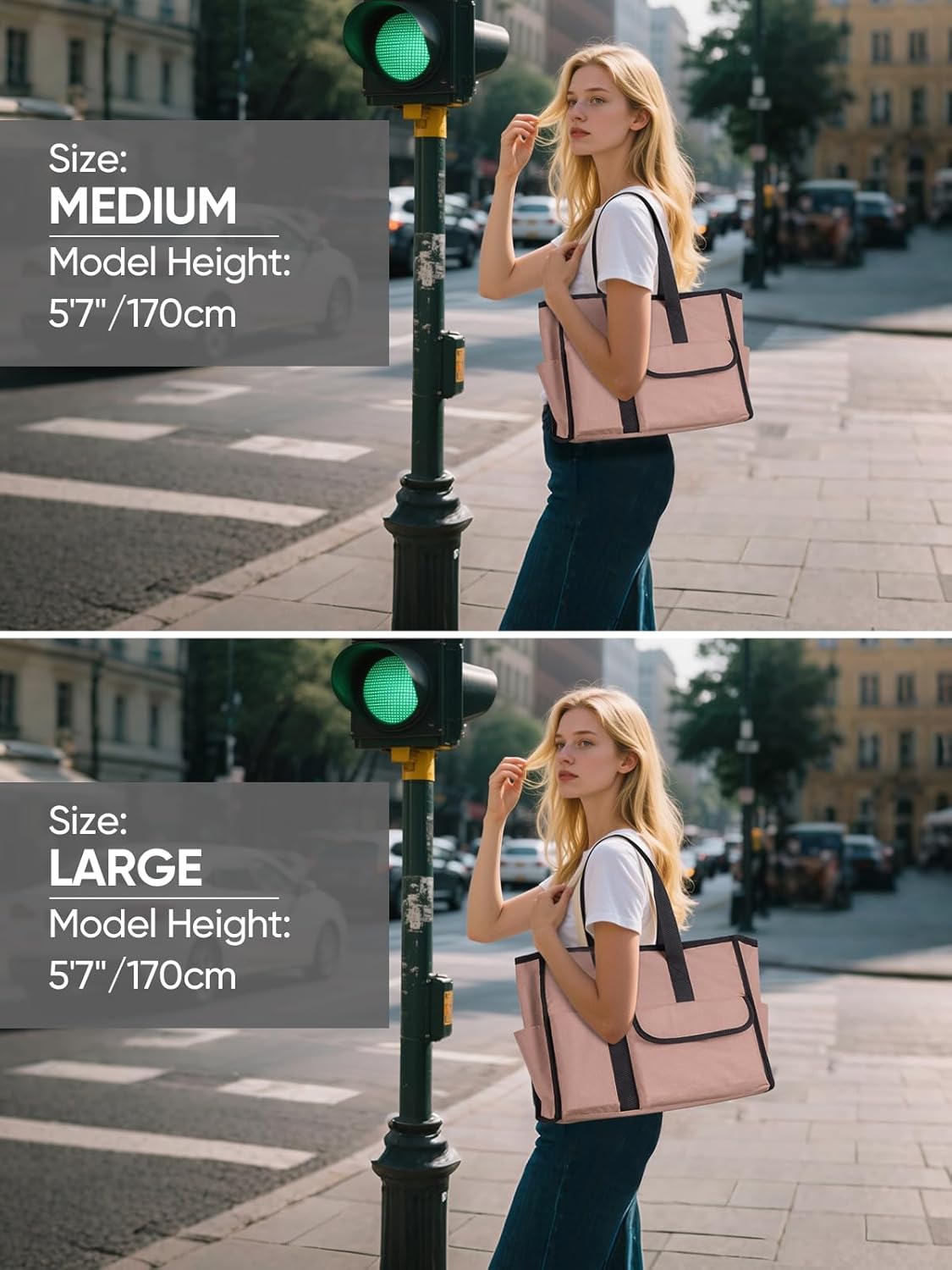 BALEINE Large Utility Tote Bag with Reinforced Bottom, Multi Pockets Foldable Tote Bag for Nurse, Travel, Work - Image 5