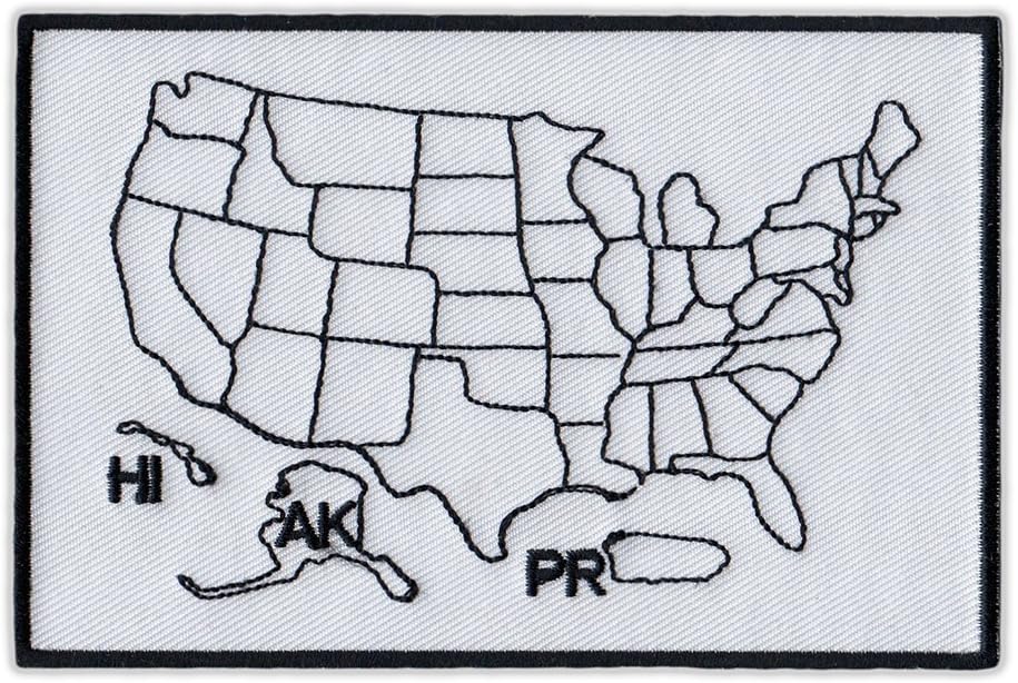 (New Larger Size!) Motorcycle Biker Jacket/Vest Embroidered Patch - States Traveled Map - Color in States You Have Visited - 4.5" x 3"