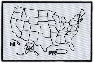 (New Larger Size!) Motorcycle Biker Jacket/Vest Embroidered Patch - States Traveled Map - Color in States You Have Visited - 4.5" x 3"