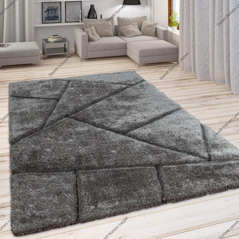 Image of Shaggy Area Rug for Living Room and Bedroom 7X10 FT Soft Plush Floor Carpet with Fluffy Texture, Modern Decorative Rug,Bedside and Indoor Spaces,Dark-Grey