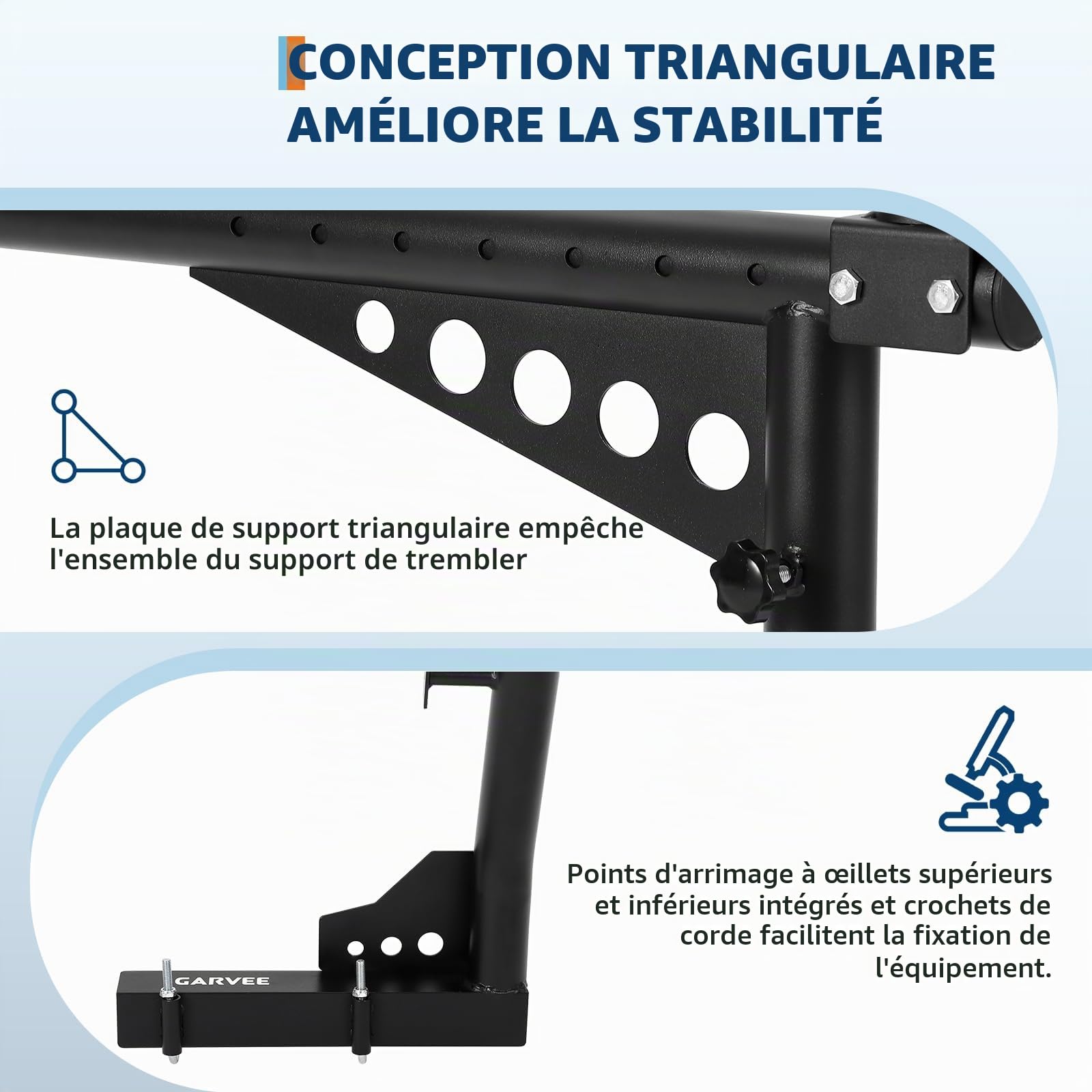 Garvee Support d'échelle Robuste pour Pick-up – Rack de Benne Extensible 123-185 cm, capacité 1000 LB, Installation sans perçage, idéal pour échelles, Kayaks, matériaux et Outils – Acier – Noir