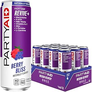 PARTYAID Rehab Blend, Feel Good Tonight and Tomorrow, Contains 5-HTP, B-Complex, Milk Thistle, Electrolytes, No Artificial Flavors or Sweeteners, Caffeine-Free, 12 Fl Oz (Pack of 12)
