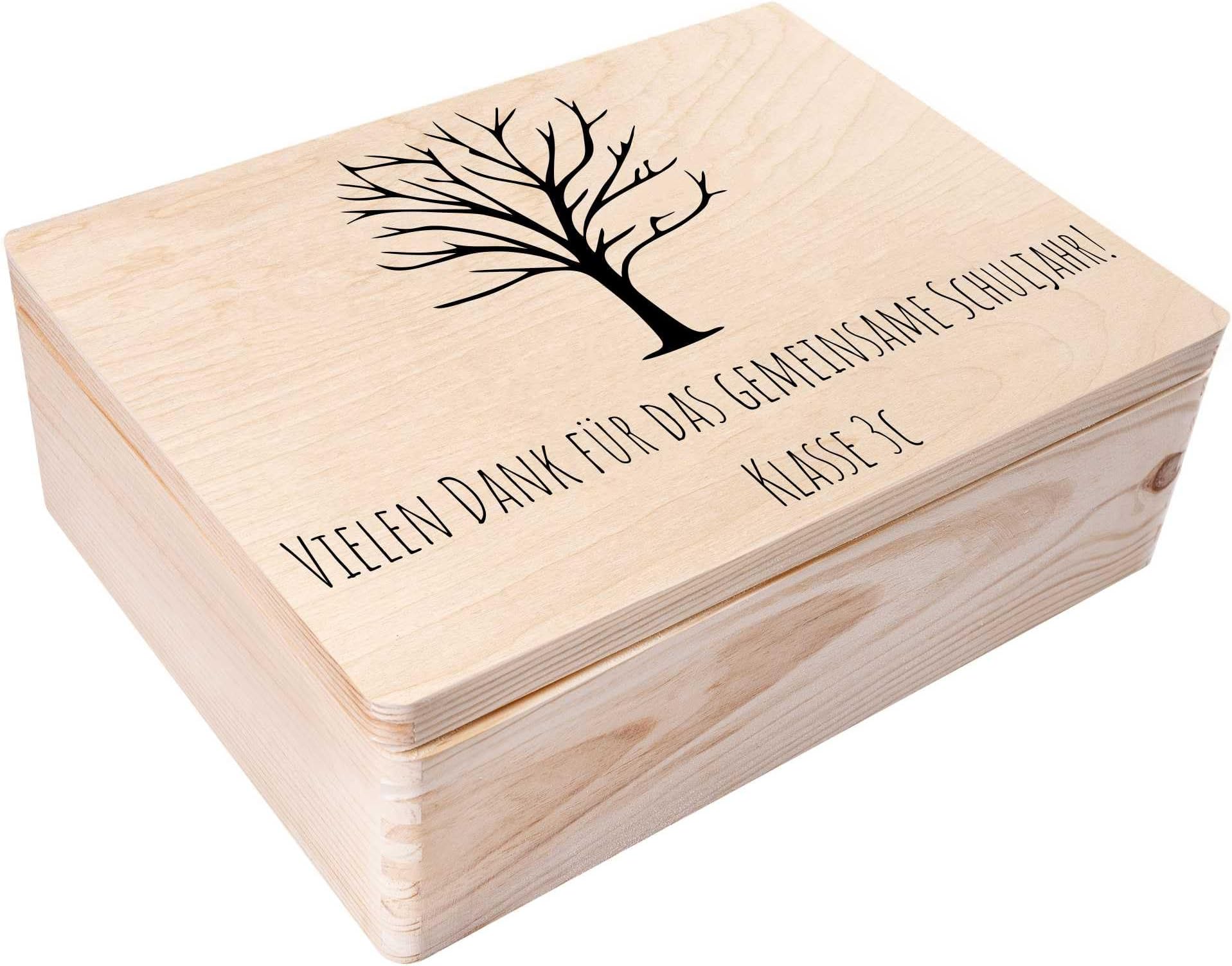 Creative Deco Personalised First Day of School Gift - School Tree | Starting School Gifts for Children, Girl or Boy | Unique Wish Text Custom Gift Box | Customised Wooden Keepsake Box | Graduation