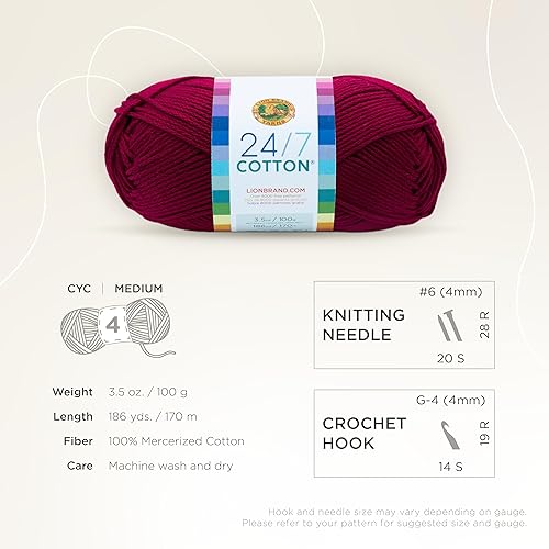 Vista 22 de (1 madeja) Hilo de algodón 24/7, terracota