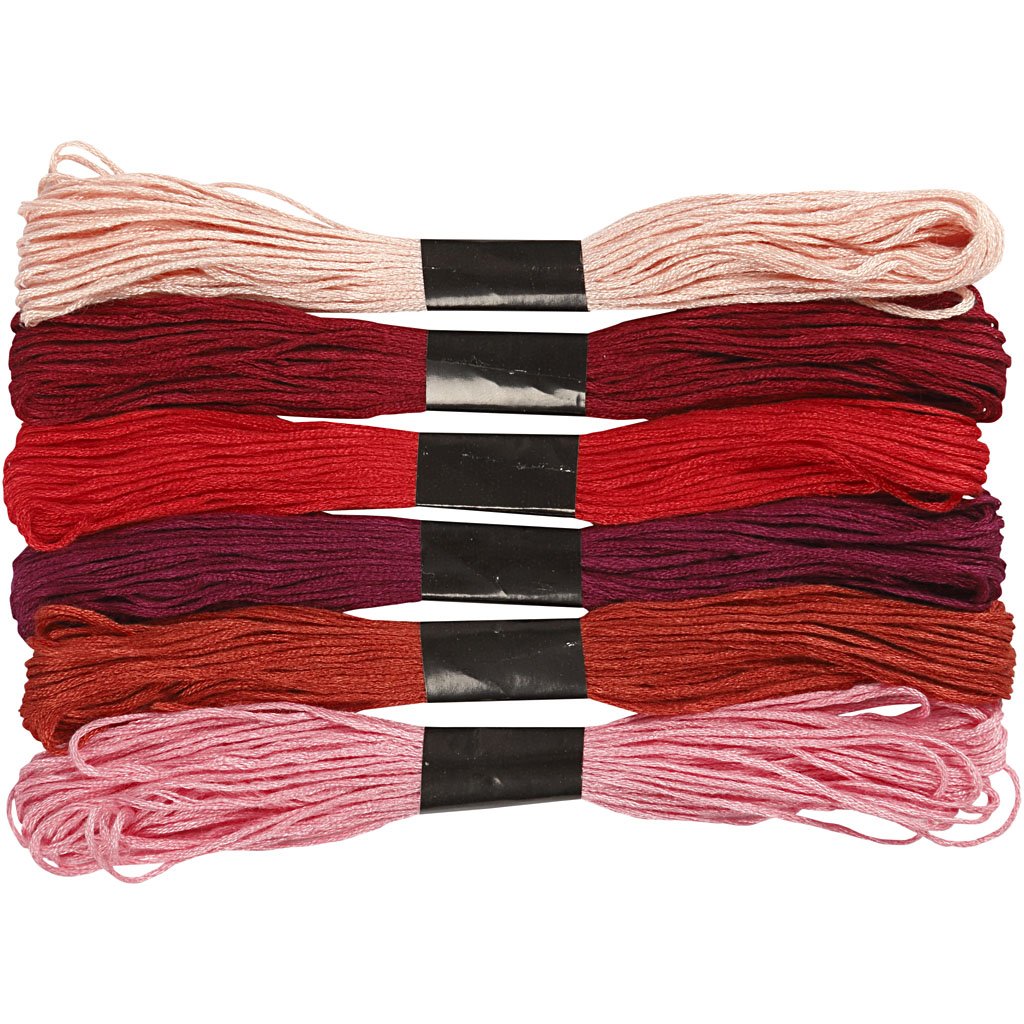 Creativ Company 6-Piece Embroidery Floss Assortment, Red Harmony