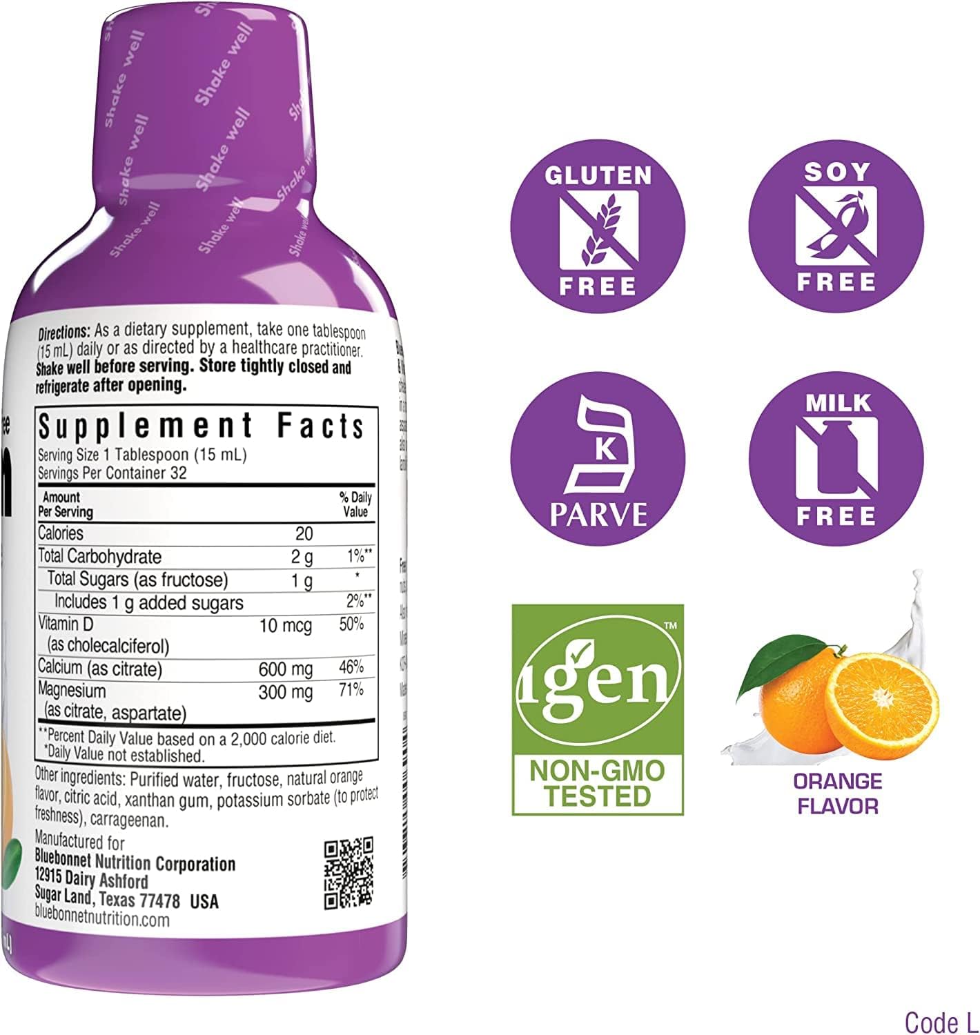 Bluebonnet Liquid Calcium Citrate Magnesium Citrate, Vitamin D3- Bundle of Orange, Blueberry and Strawberry Flavor, 3 Bottle of 16 Fl Oz Each (48 Fl Oz Total)