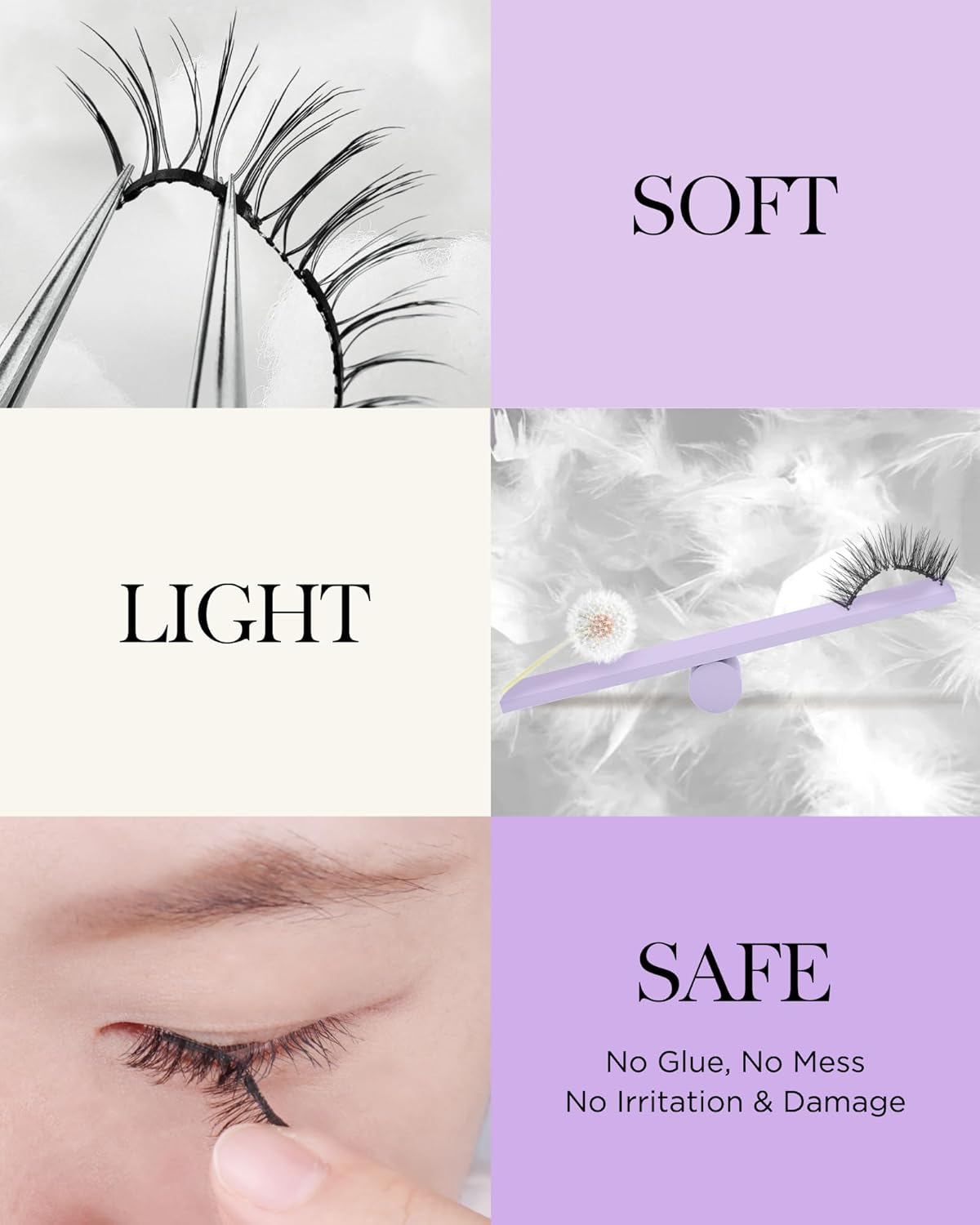 BEYELIAN Magnetic Eyelashes with Applicator, Soft Magnetic Lashes Natural Look Comfortable & Secure Fit Easy to Apply Reusable CS104-2