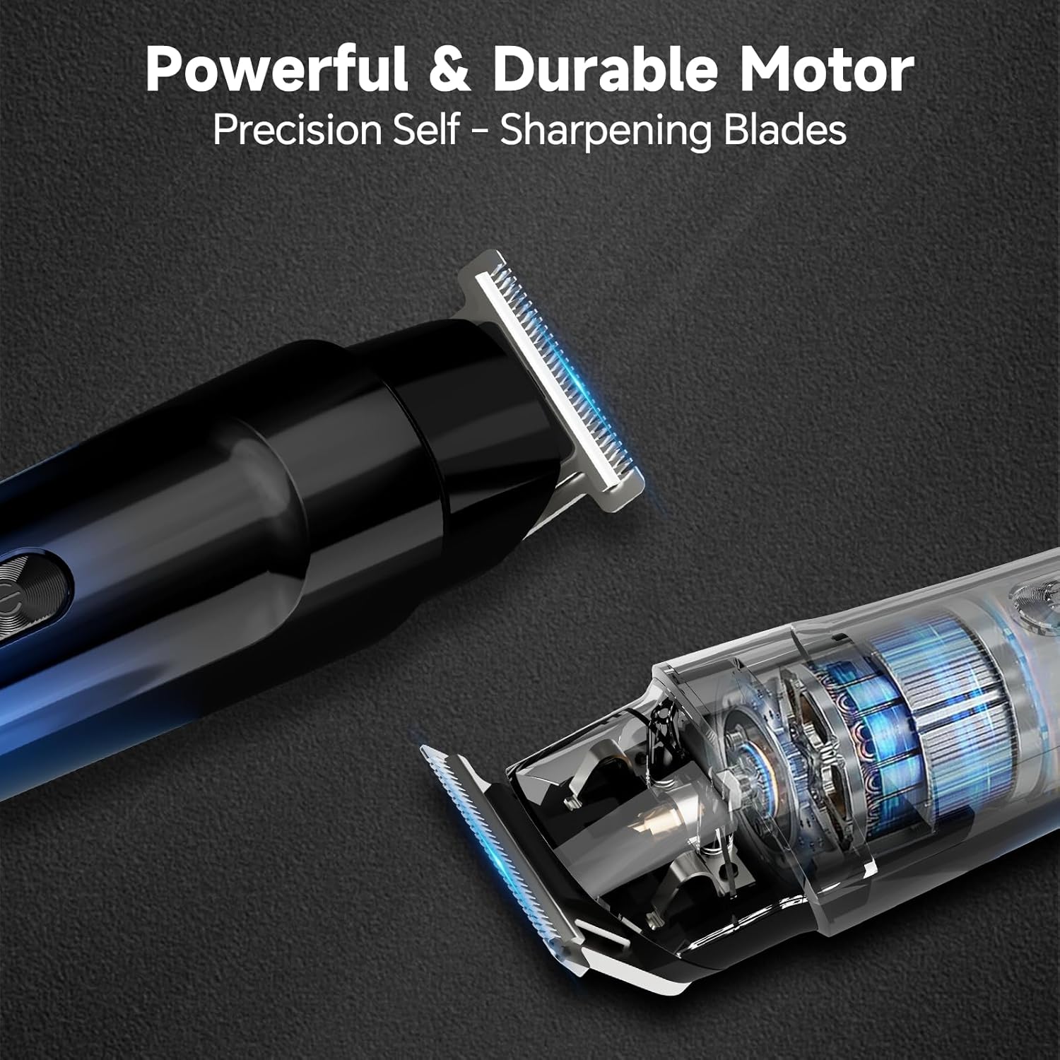 Beard Trimmer for Men, 5-in-1 Cordless Hair Clipper Kit with Foil Razor, Waterproof Body, Nose & Ear Groomer, Precision Trimming for Beard, Hair & Body Care (Blue) - Image 3