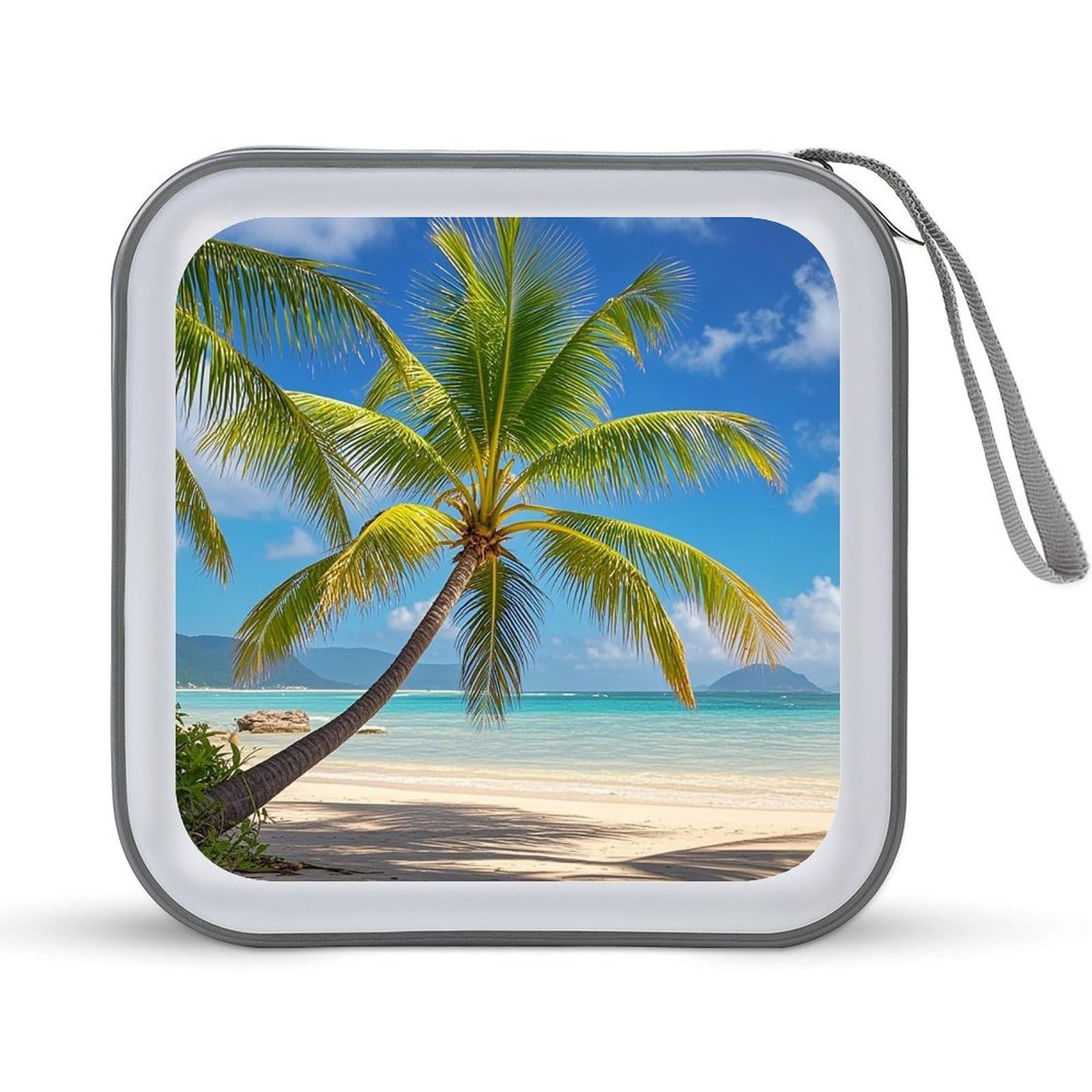 VstaDank Tropical Palm Tree DVD Case With Zipper Portable CD Case Hardshell DVD VCD Binder Storage Box EVA Protective Blu-ray Wallet 40 Capacity CD Wallet Movie Music Media Disc Wallets