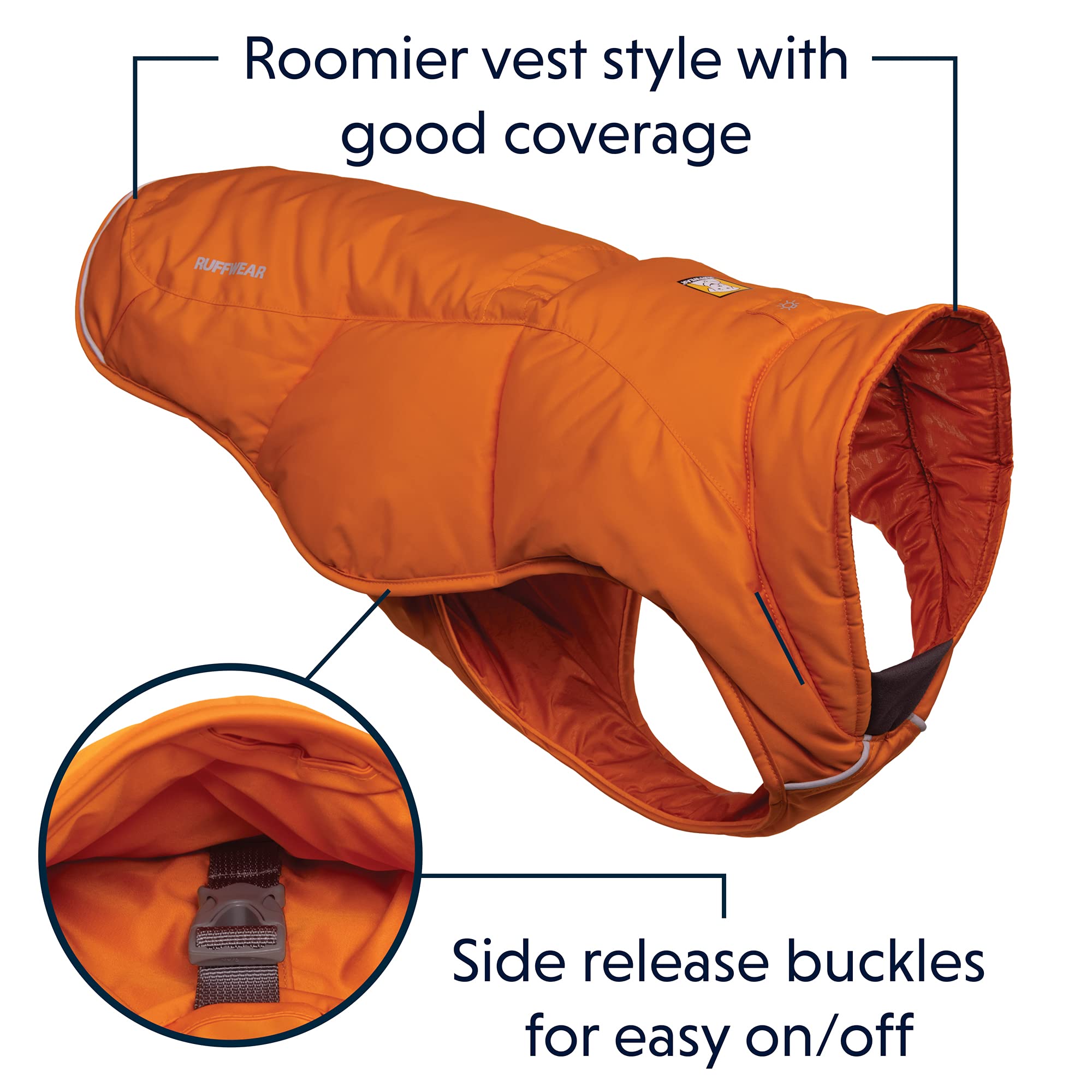 RUFFWEAR Quinzee Jacket, Packable Insulated Winter Coat for Dogs Large, Campfire Orange - Image 4