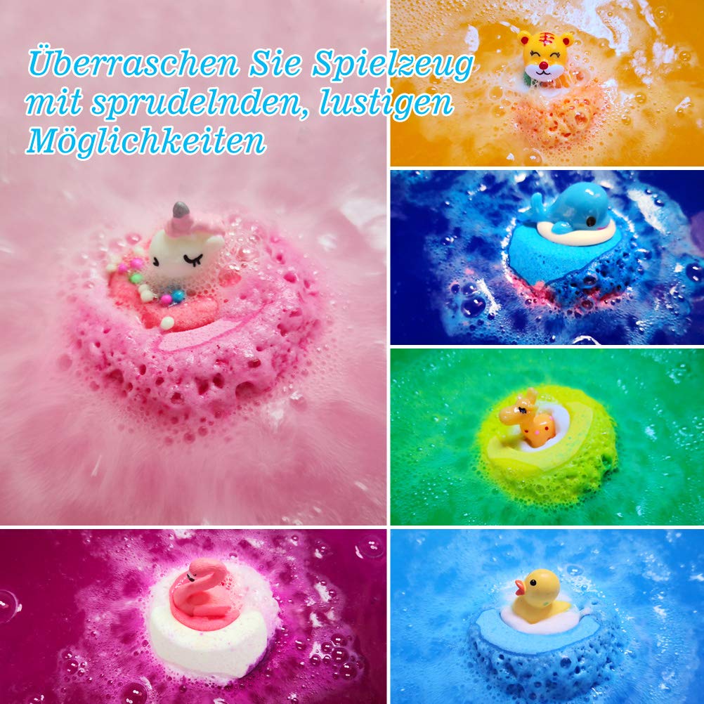 Bombe de Bain, Boules Effervescentes Avec Jouet, Boule de Bain Enfant, Boule de Bain Enfant Effervescent, Bombe de Bain Coffret Bain, Anniversaire Noël Halloween Cadeaux pour Filles, Garçons