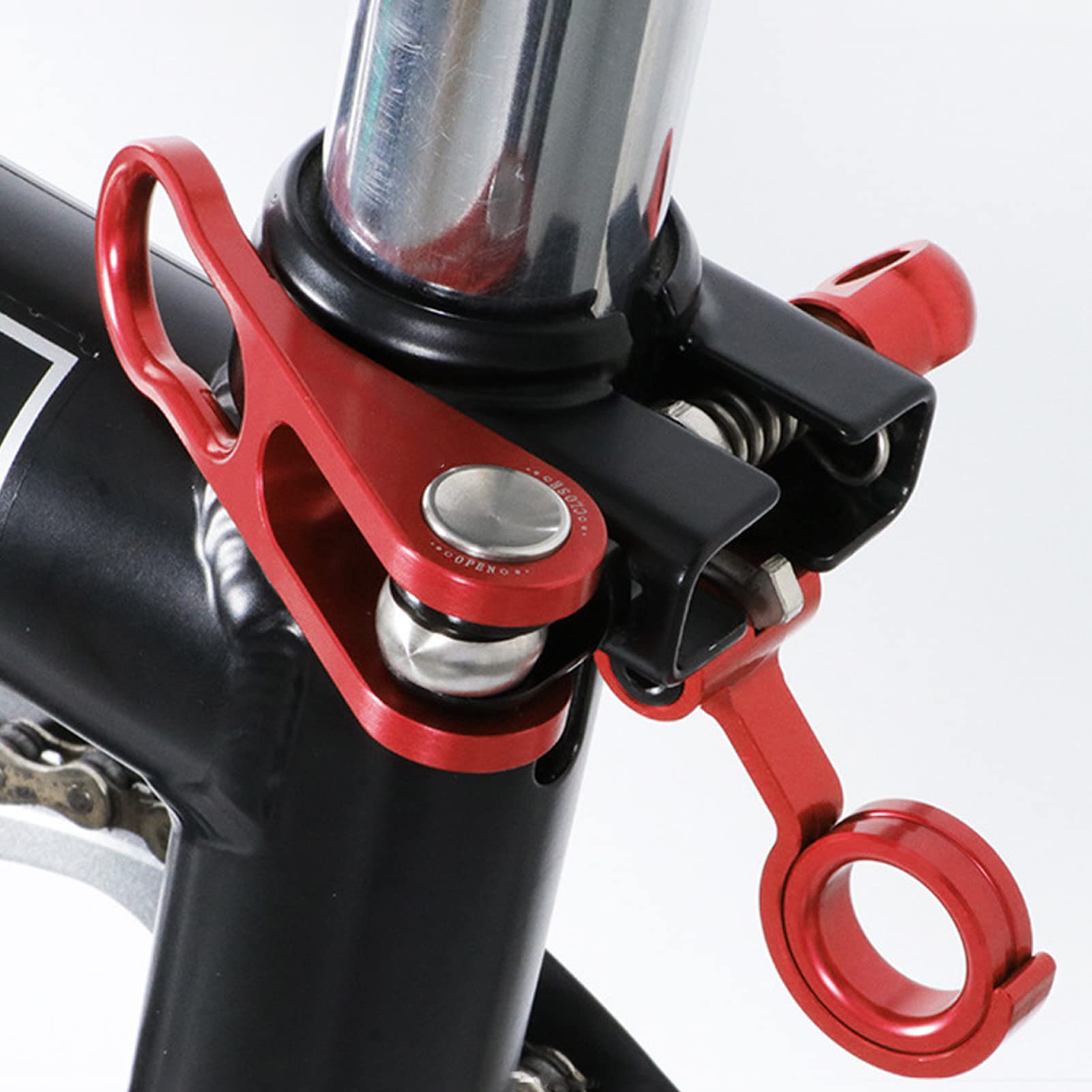 Morsetto a sgancio rapido per reggisella e clip per il telaio posteriore, morsetto in lega di alluminio per reggisella per bici pieghevole, design leggero e resistente all (Rossa)