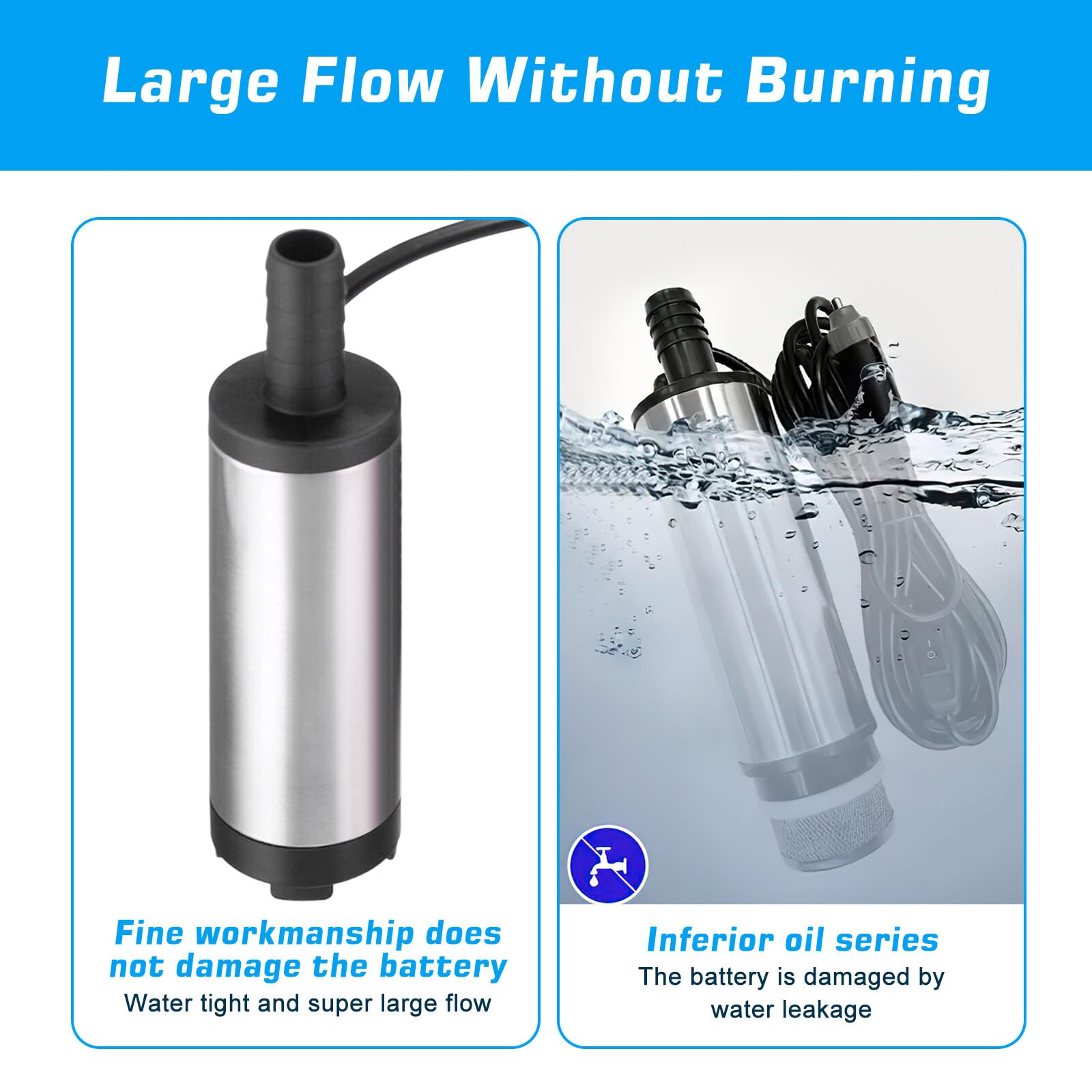 Pompa Sommersa 12 V 38 Mm In Acciaio INOX Acqua Olio Gasolio Liquidi Auto Camper 30265347 - Foto 8