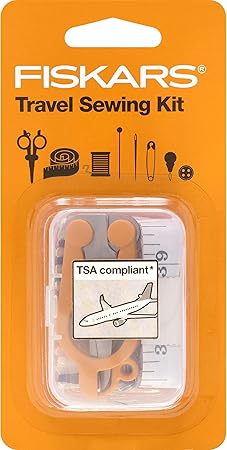 Fiskars Sewing Kit, Gifts for Mom, 27-Piece Travel Sewing Set with Case, Orange