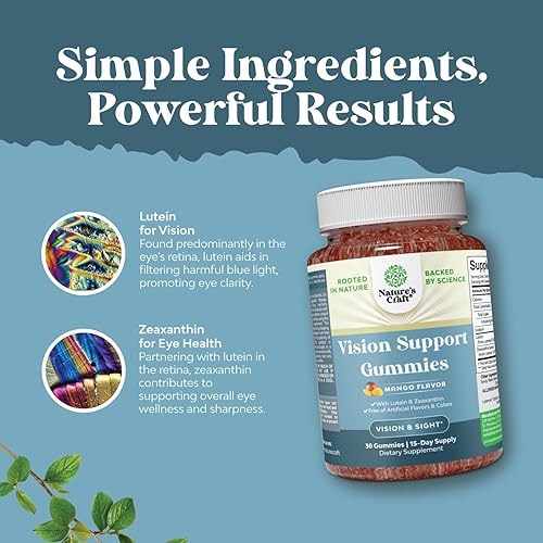 Miniatura 6 de Zeaxantina Plus Gomitas de luteína para adultos  Potentes vitaminas de luteína ocular para la visión y la protección de la luz azul  Gomitas diarias