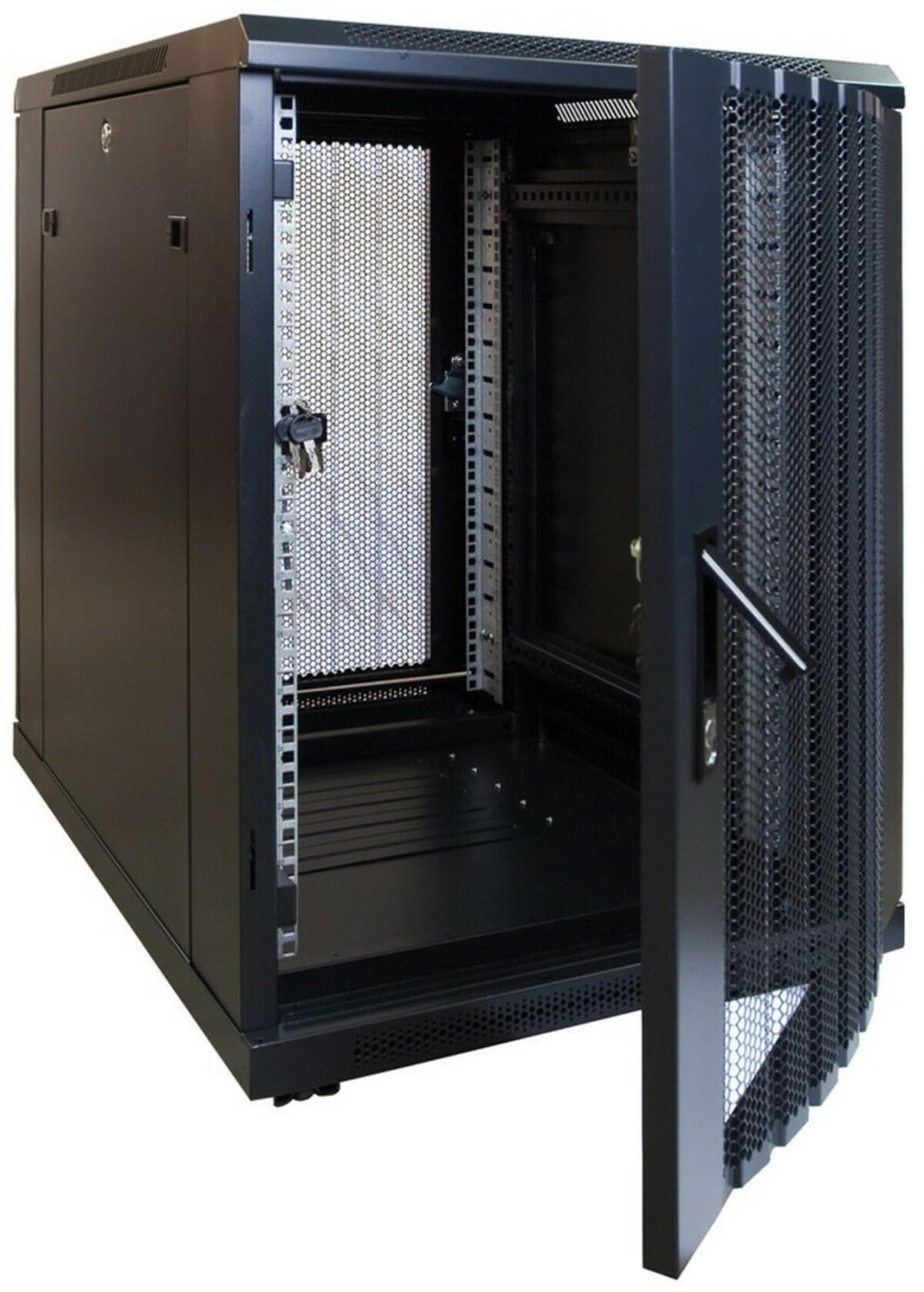 Mini Baie de Serveur 15U avec Porte perforée 600x600x860mm (LXPXH) - Noir