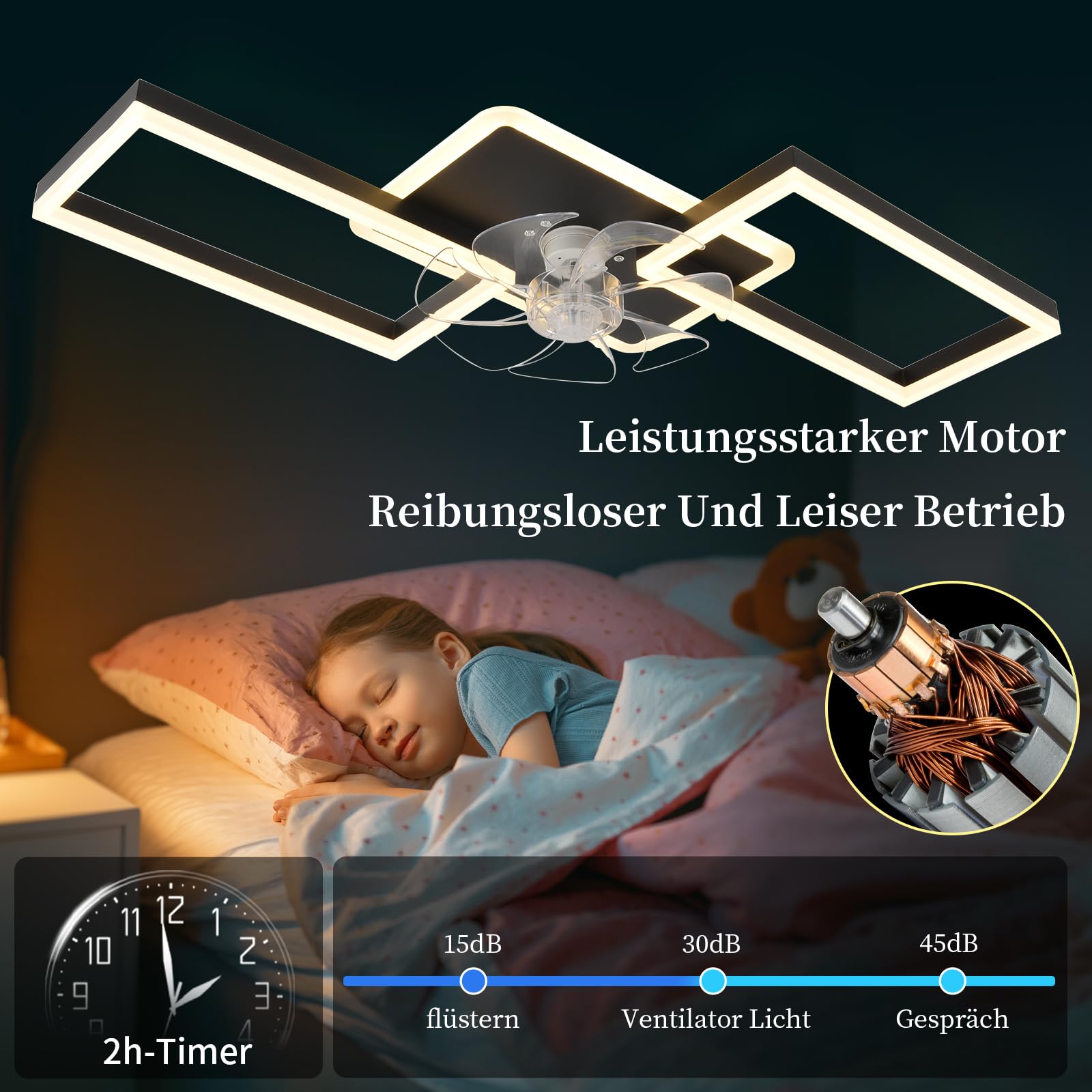 LED Deckenventilator Mit Beleuchtung - 100cm Moderner Ventilator Mit App & Fernbedienung