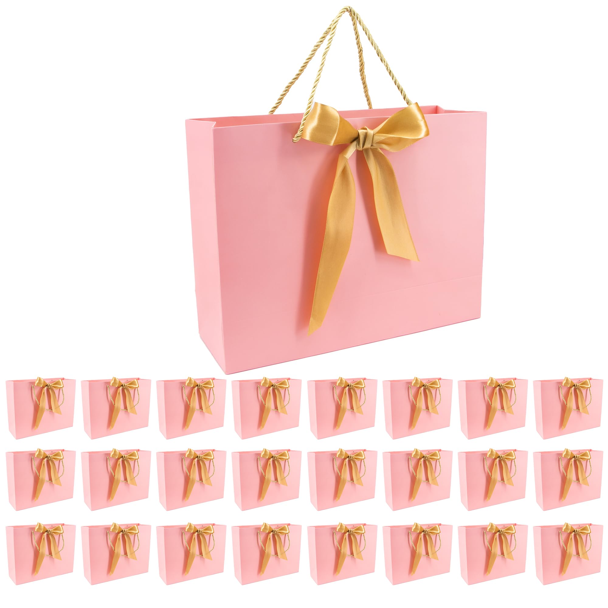 Time to Sparkle 24PCS Gift Bags with Bow Ribbon - Pink