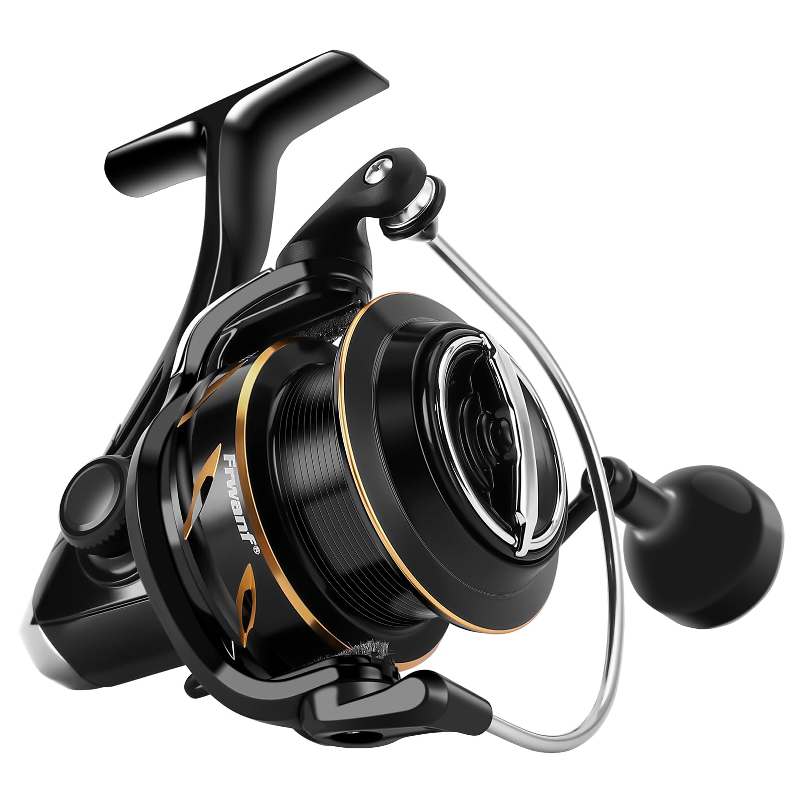 New DF Spinning Reel Saltwater Freshwater Fishing Reel Shallow Aluminum Spool, 5.2:1 Gear Ratio, Upgraded Copper Gears, Metal Handle Knob, Smooth Bearings