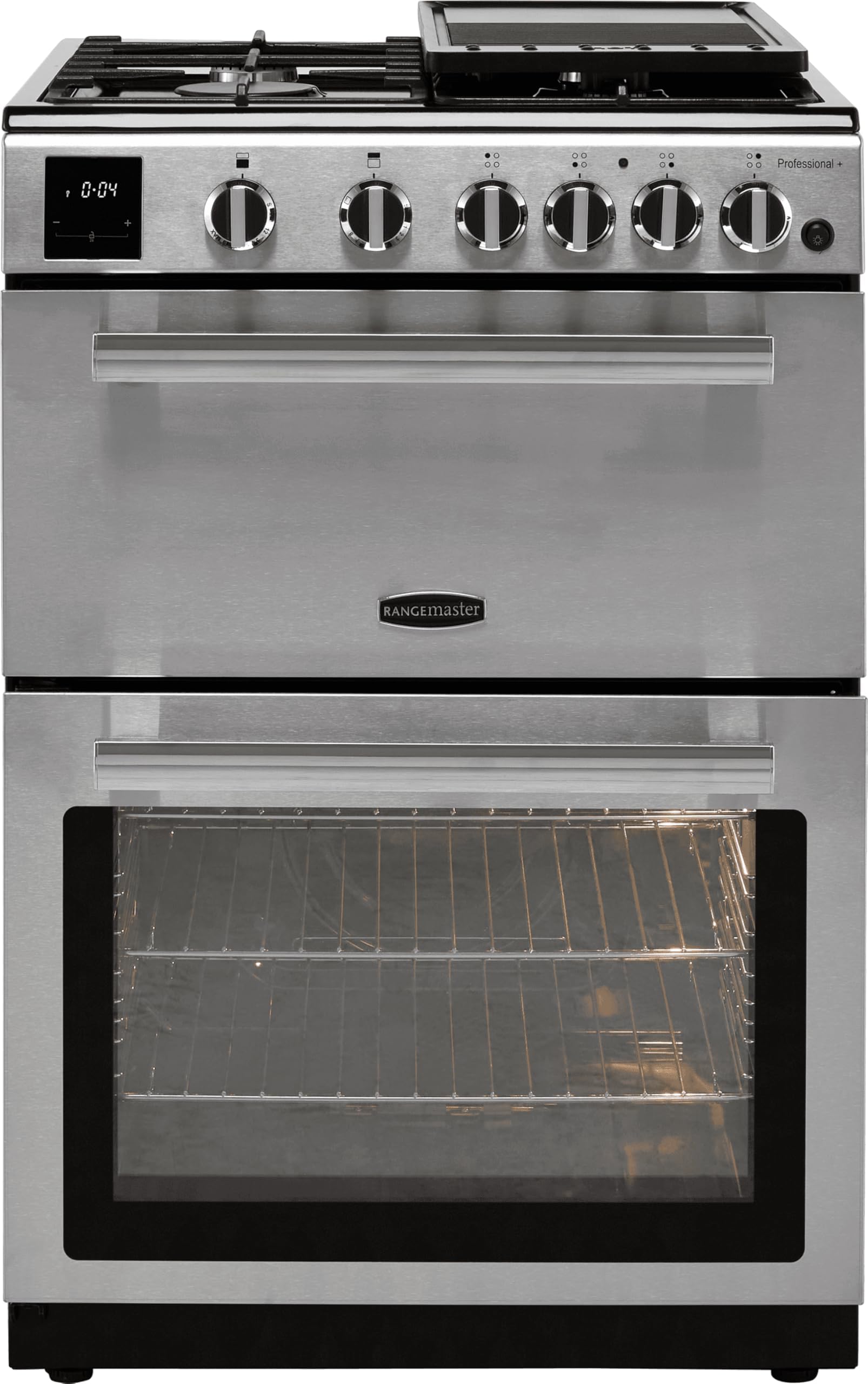 Rangemaster Professional Plus 60 PROPL60NGFSS/C 60cm Gas Cooker with Full Width Electric Grill - Stainless Steel/Chrome