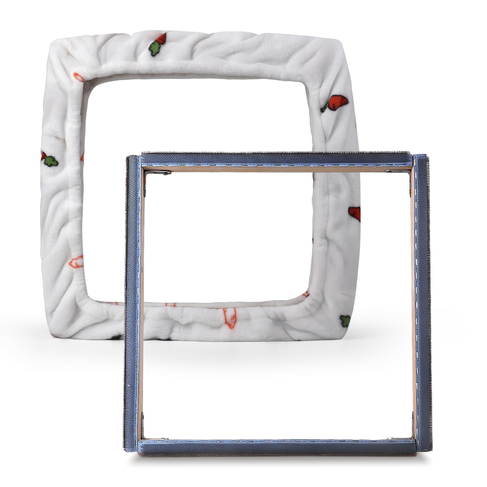 ICZW Gripper Strip Frame 15.7" x 15.7" Punch Needle Frame Rug Hooking with Frame Cover (White)