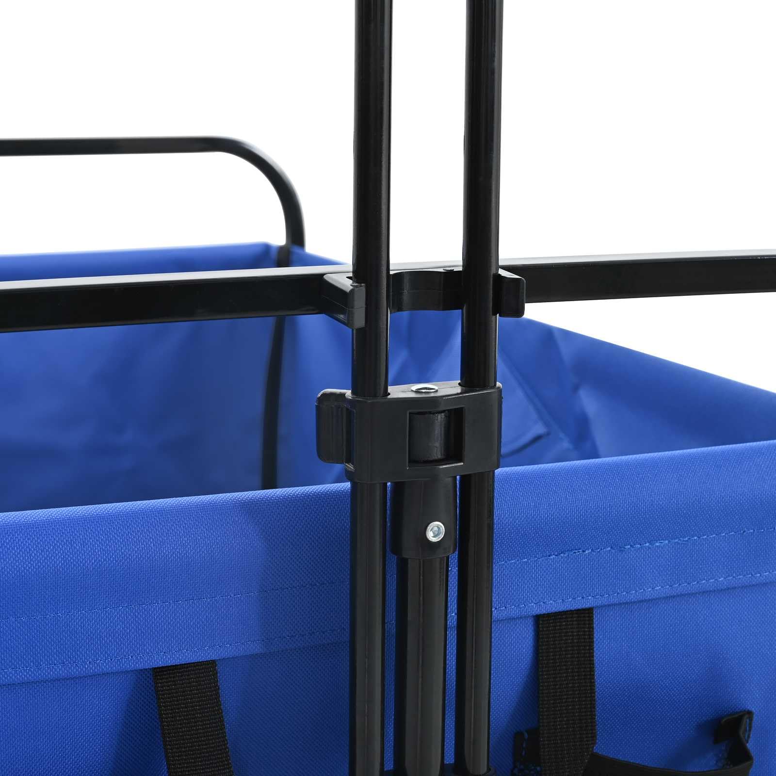 Faltbarer Transportwagen Blau 89x63x96 cm aus Stahl und Polyester Oxford mit 360° schwenkbaren Rädern, verstellbarem Lenker, wasserabweisendem Stoff, ideal für Umzüge, Garten