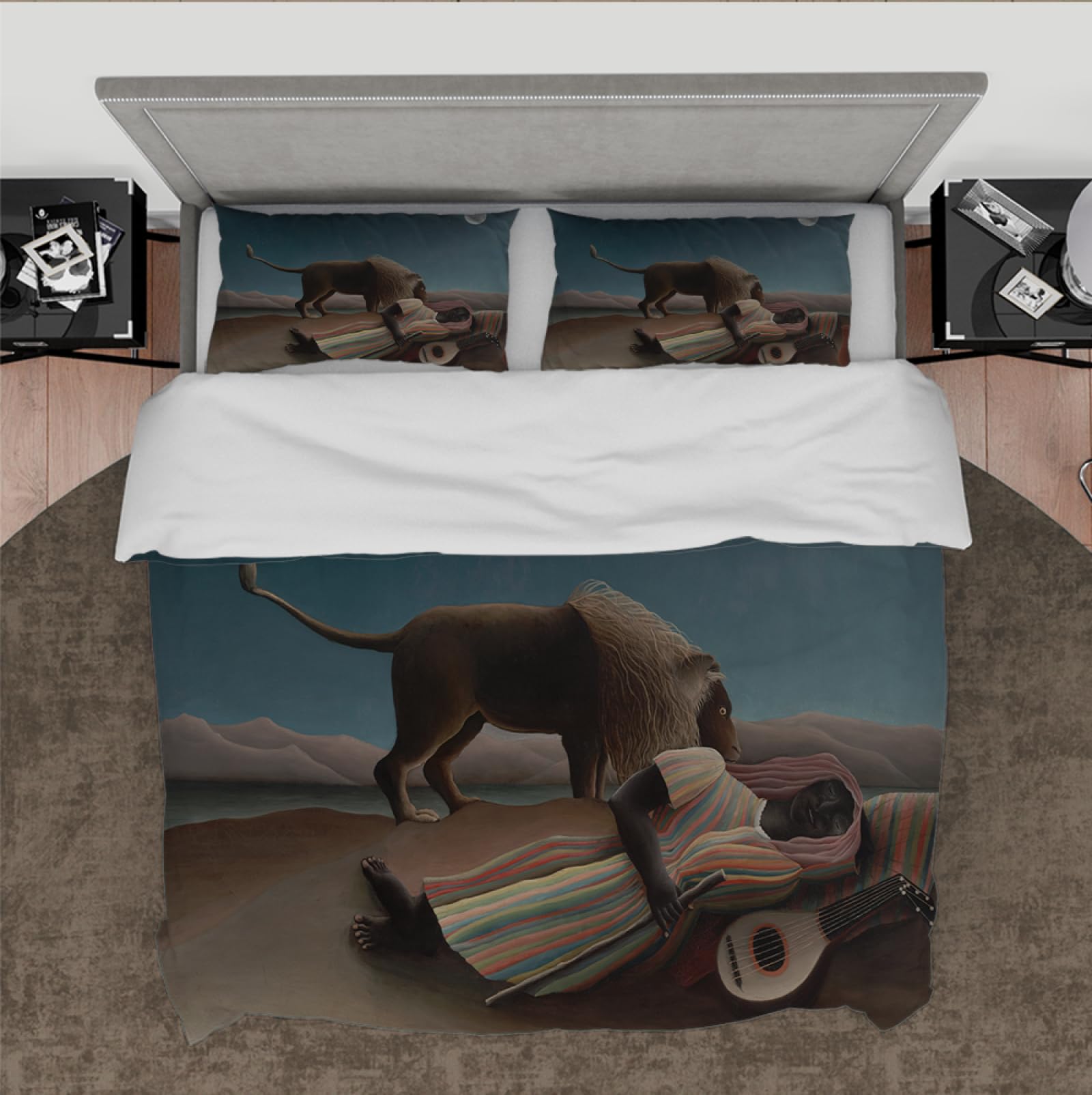 Rousseau Aesthetic klasyczny komplet pościeli, 2 poszewki na poduszkę z zamkiem błyskawicznym, bez prześcieradła, oddychający materiał, 200 x 200 cm