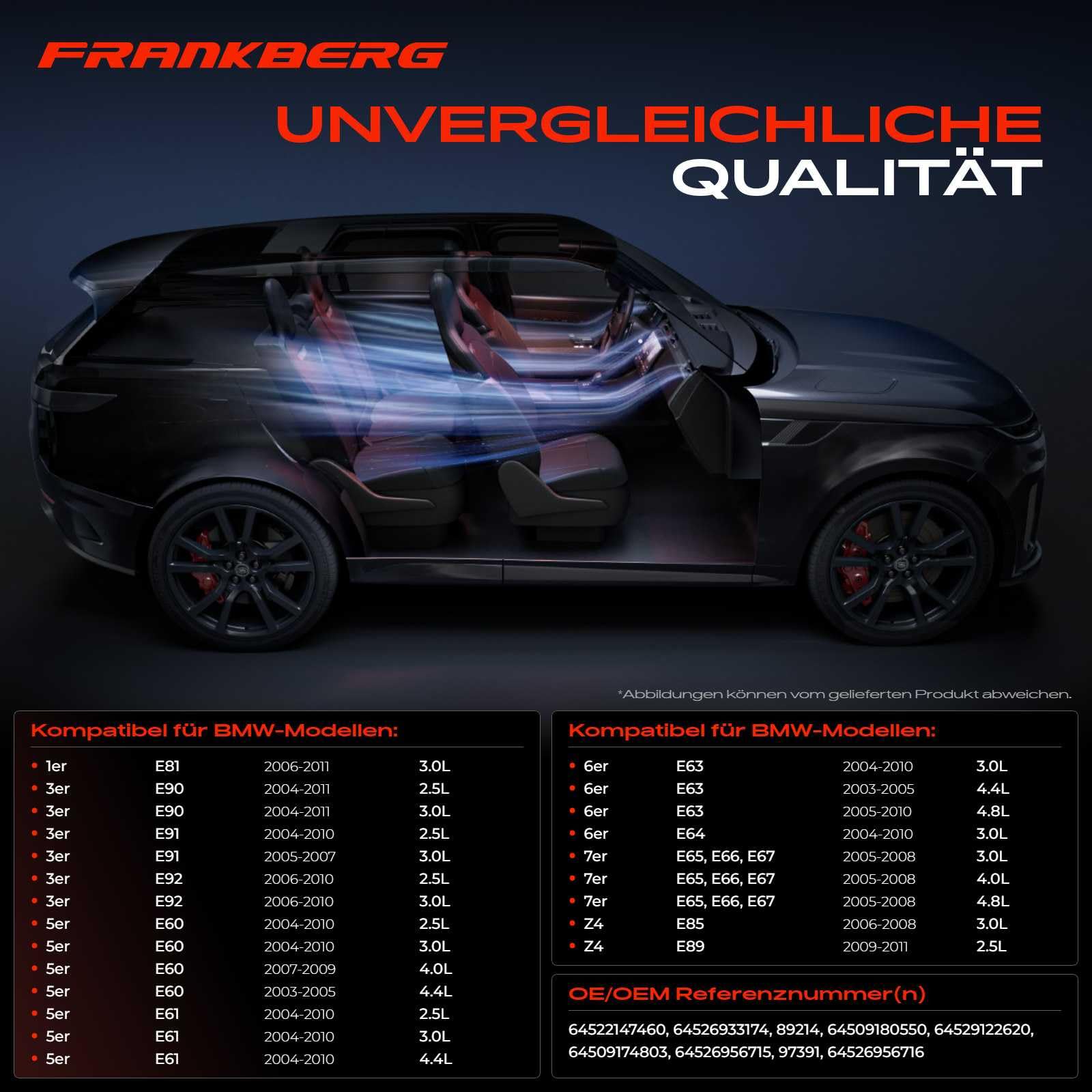 Frankberg 1x Klimakupplung Kompatibel mit 1er E81 130 3er E90 323 325 330 5er E60 523-545 6er E63 630 645 650 7er E65 E66 E67 730 740 750 Z4 Roadster E85 Replace# 64522147460