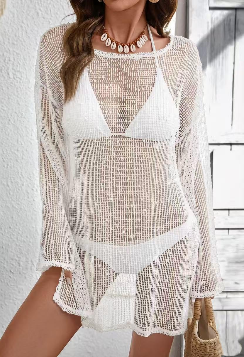 Ladlop Women Summer Sexy Crochet Swim Cover Up 2026 Bathing Suit Swimwear Beach Vacation Outfits