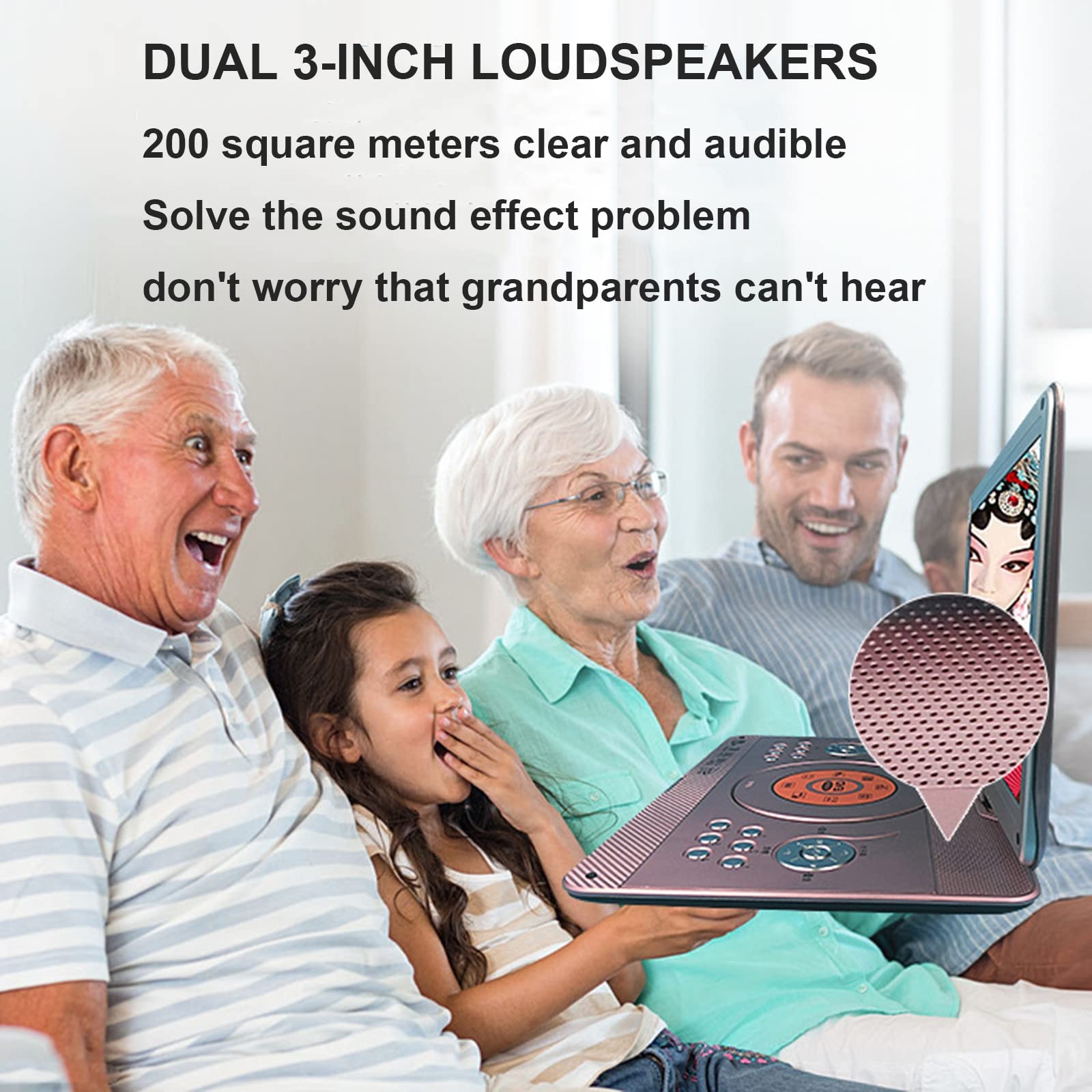 Lecteur DVD 3D Portable - Écran 14,1" avec 1280X800 Pixels - Batterie intégrée - Entrée USB - AV-entrée Sortie