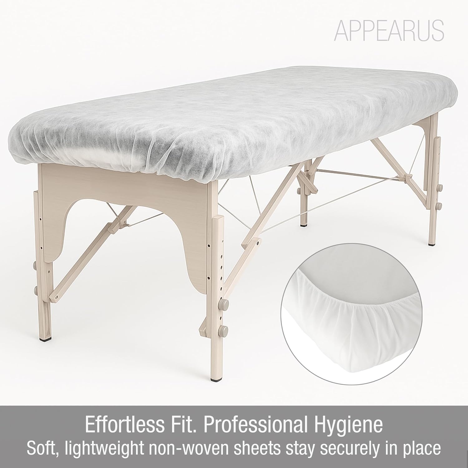 Disposable Fitted Massage Table Sheets 10 Pack 76x36x6 for Spa Bed Esthetician Chair White Non Woven Elastic Protective Covers for Tattoo Facial Lash and Waxing APPEARUS
