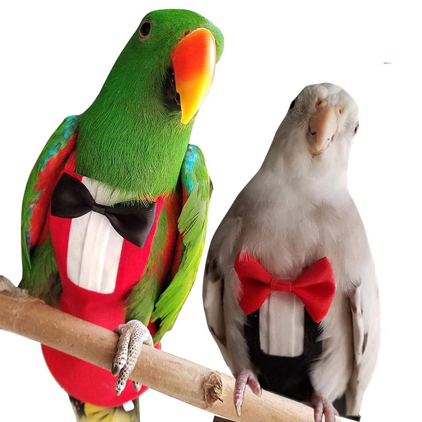 QBLEEV 2 Pack Bird Diapers, Cockatiel Tuxedo Flight Suite, Reusable Parrot Nappy Clothes Costume for Wedding Party Birthday Cosplay Photo, Pigeon