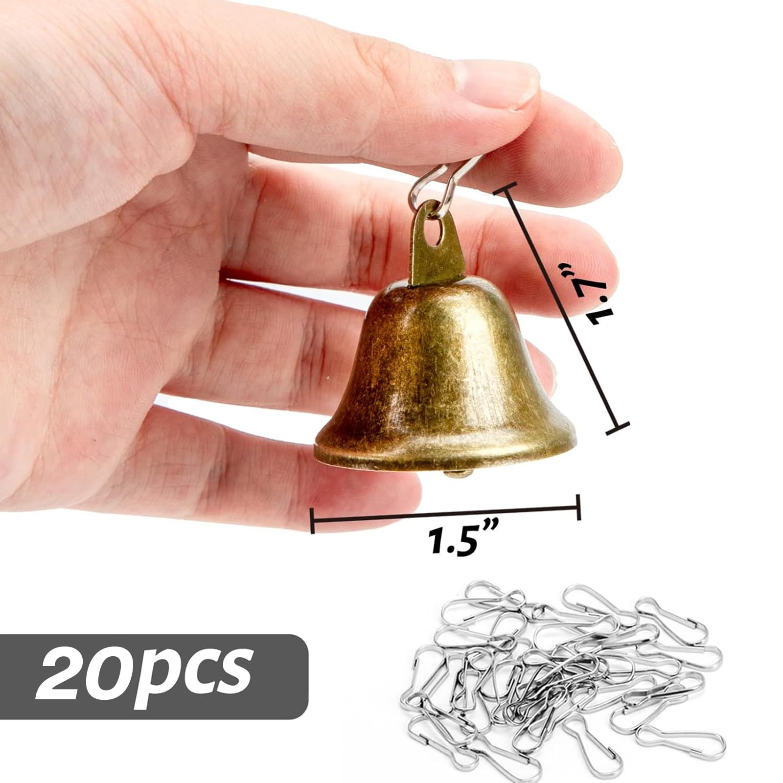 Lot de 50 clochettes en métal vintage bronze - Clochettes de Noël - Pour bricolage, artisanat, décoration de Noël, décoration de bijoux, décoration de la maison - 20 mm