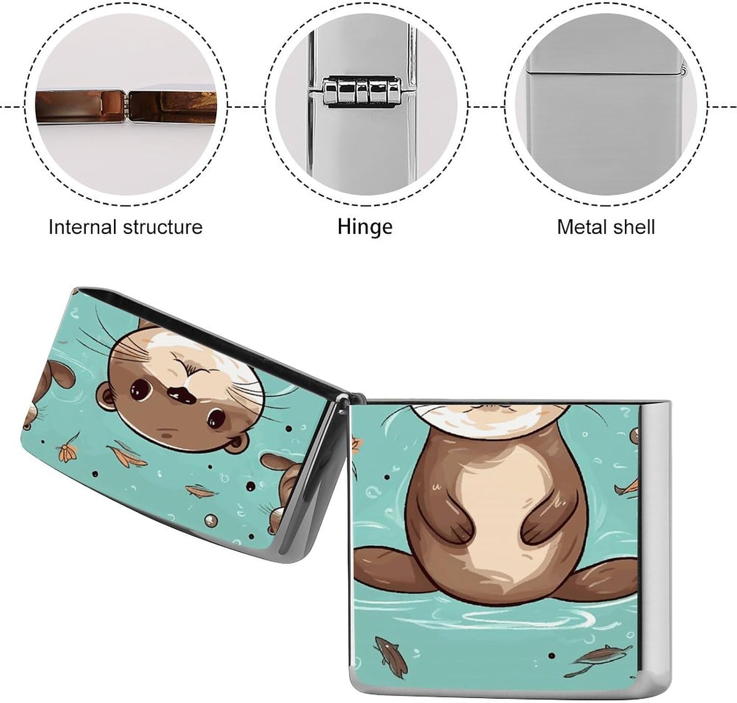 Cartoon Cute Otter Lighter Case Cover Metal Lighter Pouches image 5