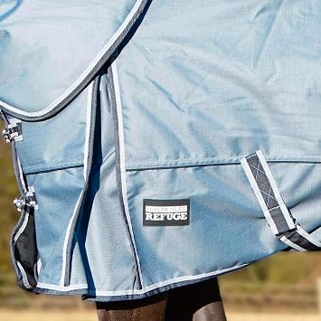 Jeffers Poplar Head Refuge 1200D Waterproof Horse Turnout Blanket, Detachable Neck, 360g Insulation, Winter Stable Sheet, Windproof, Heavy Duty Equine Rug for Cold Weather, Hamilton Blue, 69