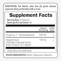 Vista 5 de FITO MEDIC'S Suplemento de Crisina de laboratorio con flor de la pasión, 120 cápsulas