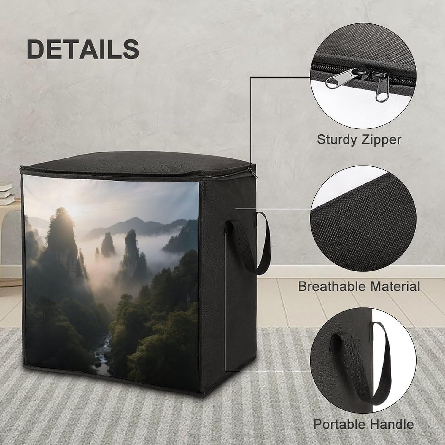 Strange Peaks And Rocks Storage Bags Moving Bags Storage Bins | Comforter Storage Bag Reinforced Handles & Zippers Foldable Closet Organizers and Storage for Blanket Pillow Clothes