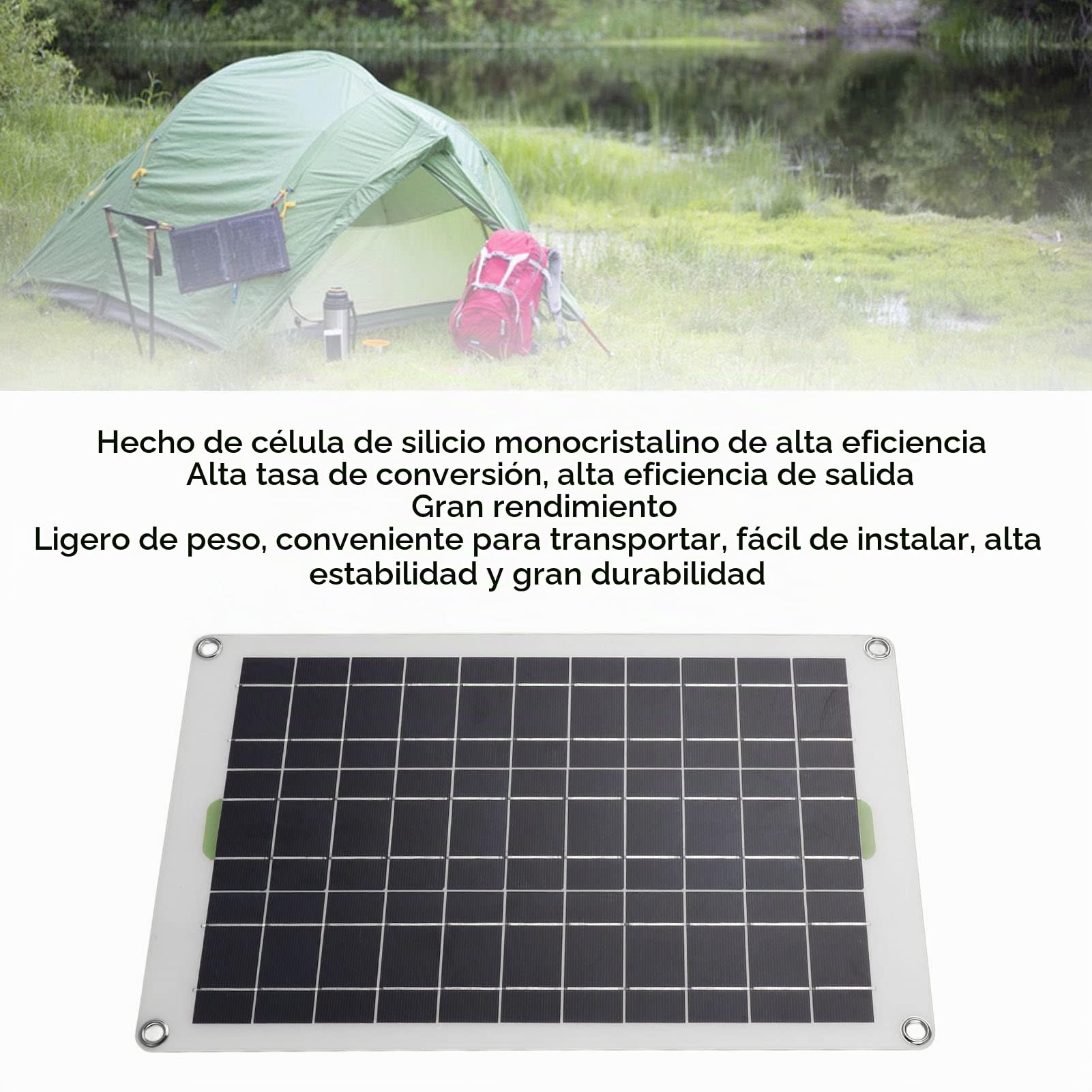 Kit Panel Solar, 50W 30A 12V 24V Portátil de Silicio Monocristalino Panel de Energía Solar con Controlador, Suckers, Alta Tasa de Conversión de Panel Solar para RV Marina
