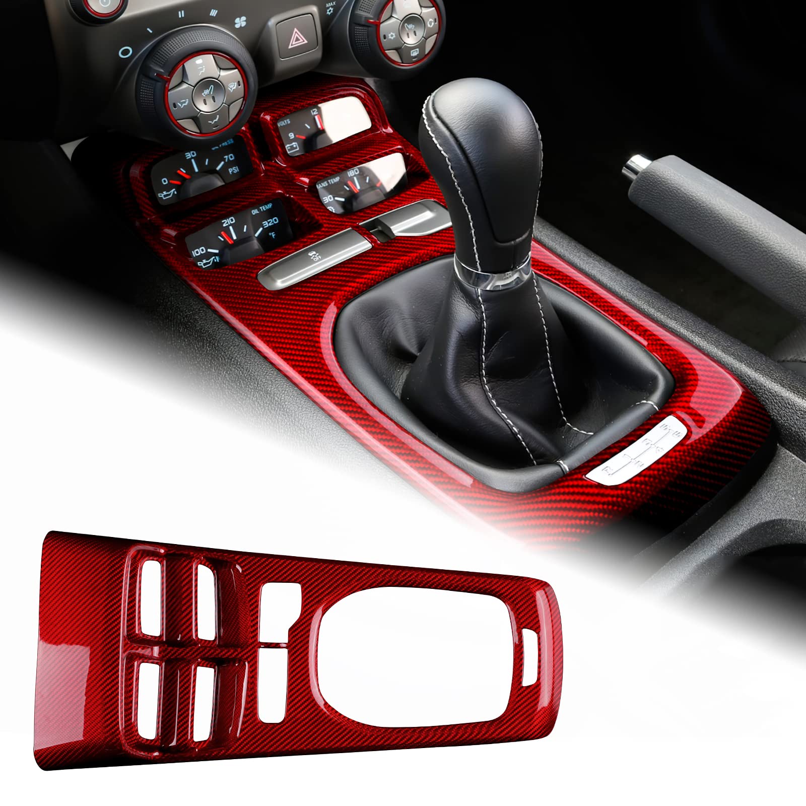 AIRSPEED Car Gear Shift Frame Panel Cover Center Console Gearbox Sticker Real Carbon Fiber Interior Accessories for Chevrolet