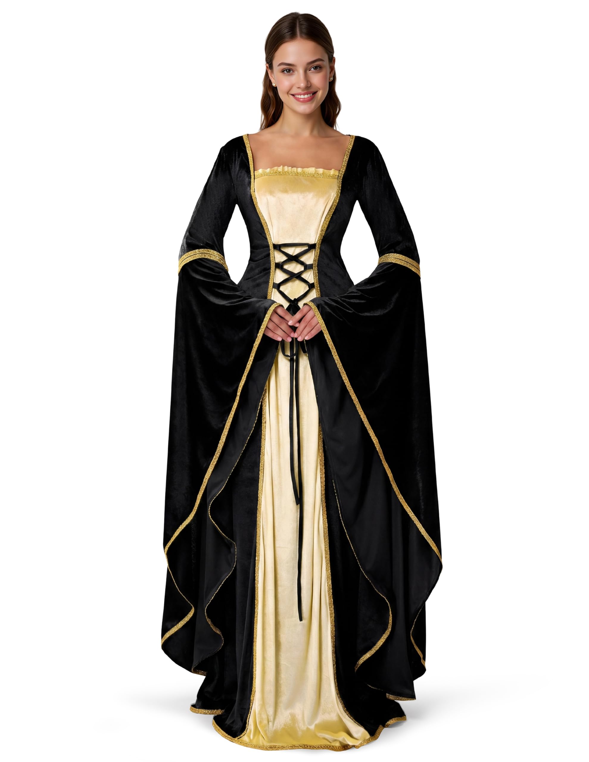 Spooktacular Creations Renaissance Costume Robe médiévale en velours pour femme Robe d'Halloween Renaissance irlandaise
