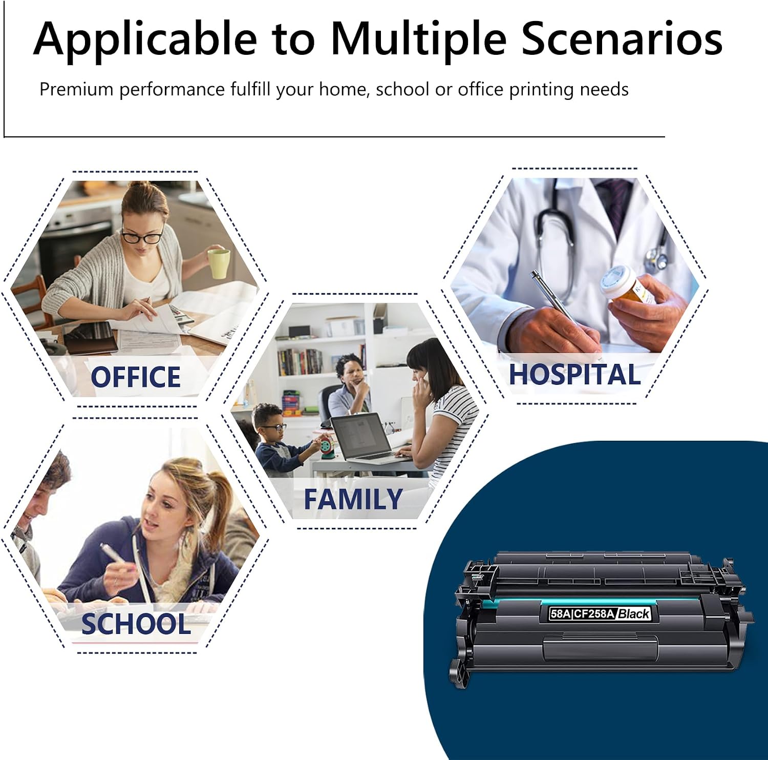 58A Black Toner Cartridge: 1 Pack (with New Chip) Replacement for HP 58A CF258A 58X CF258X Toner Cartridge Work with Laserjet Enterprise M406dn MFP M430f Laserjet Pro M404 MFP M428 M429 Printer