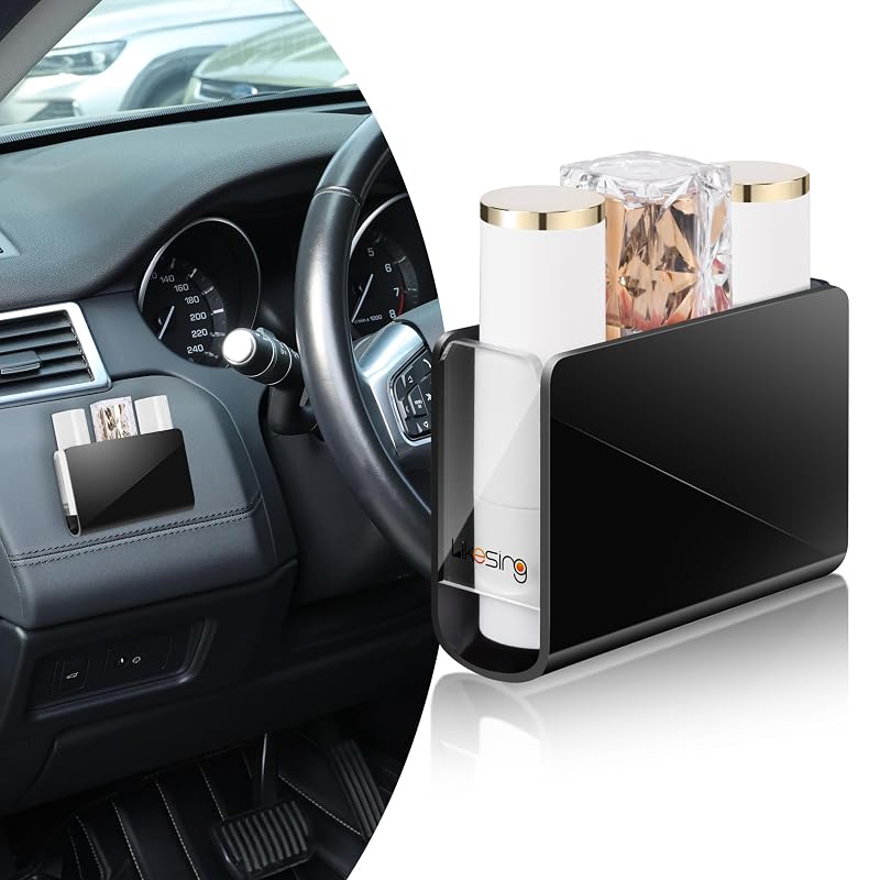 Likesing Suporte de Acrílico para Bálsamo Labial no Carro, 3 Divisórias, Preto